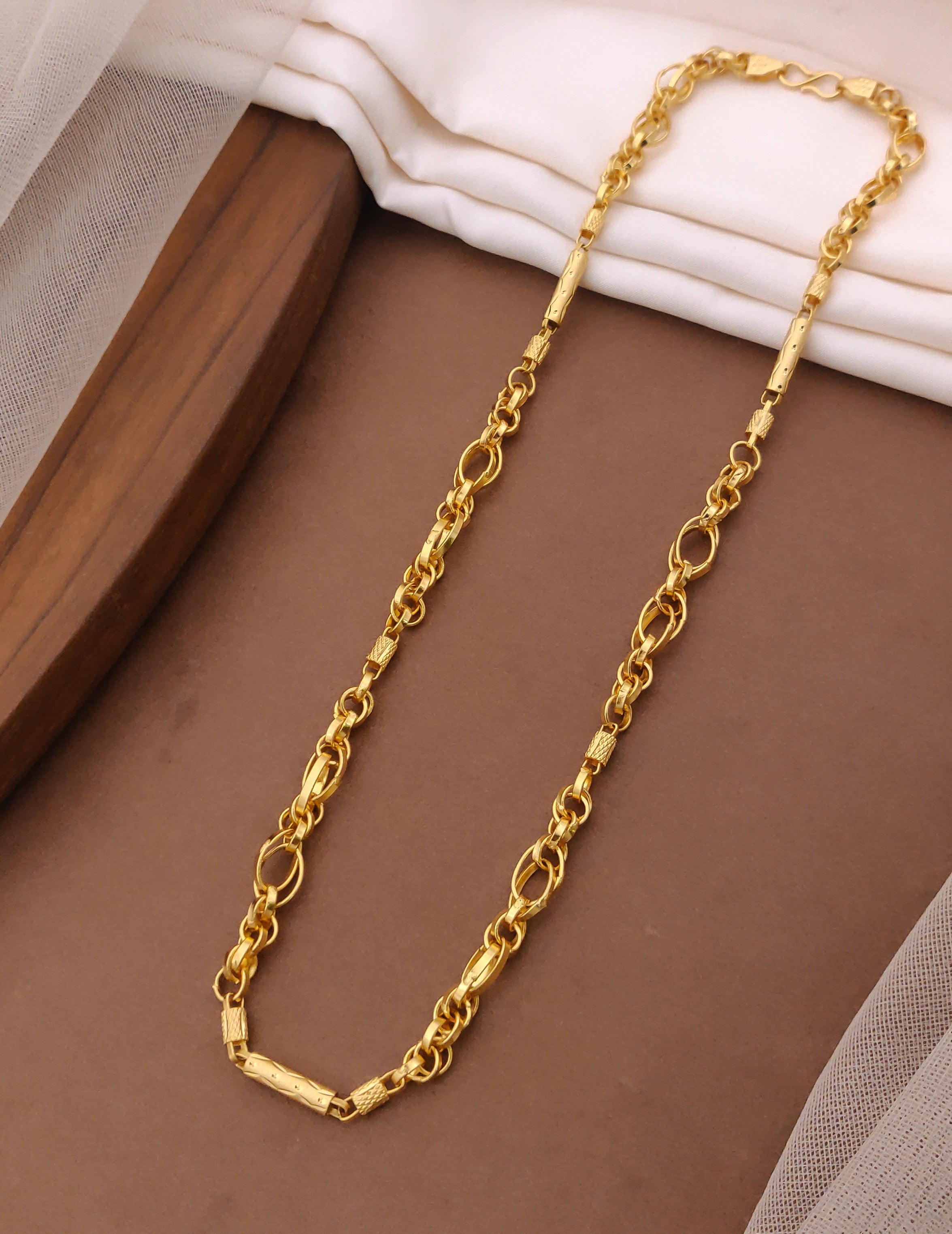 Elegant Ring Pipe Design Gold Plated Premium Waterproof Chain For Men