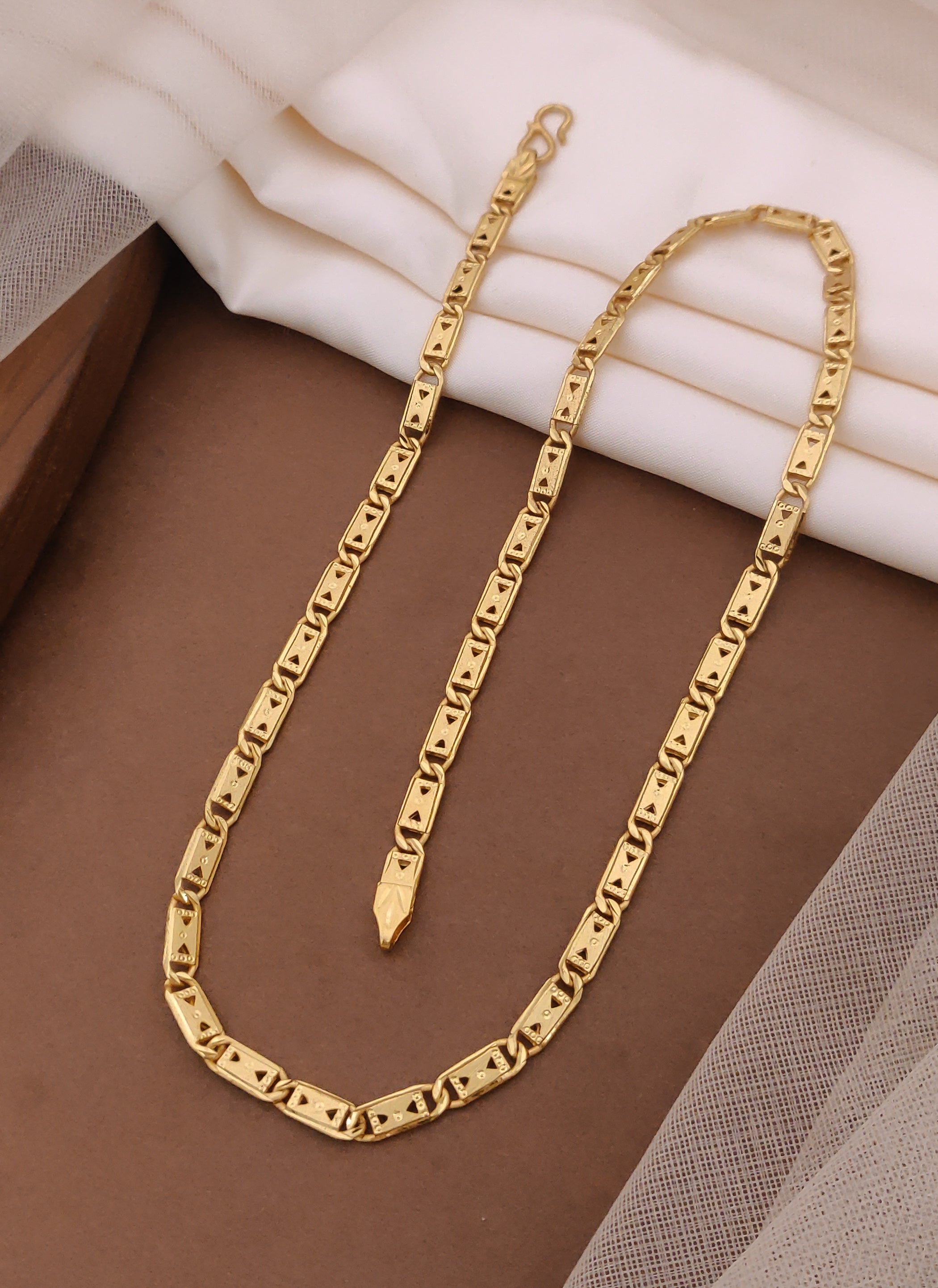 Stylish Double Triangular IGP Brass Gold Plated Nawabi Chain For Stylish Men