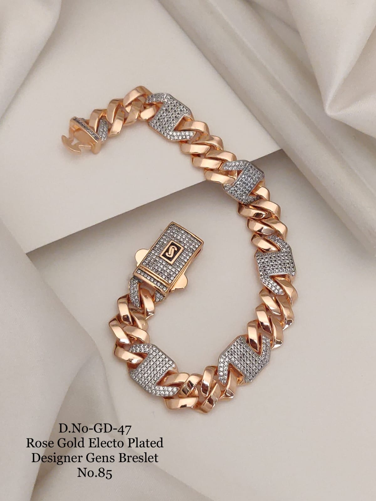 Rose Gold Electo Plated Designer Cuban Bracelet