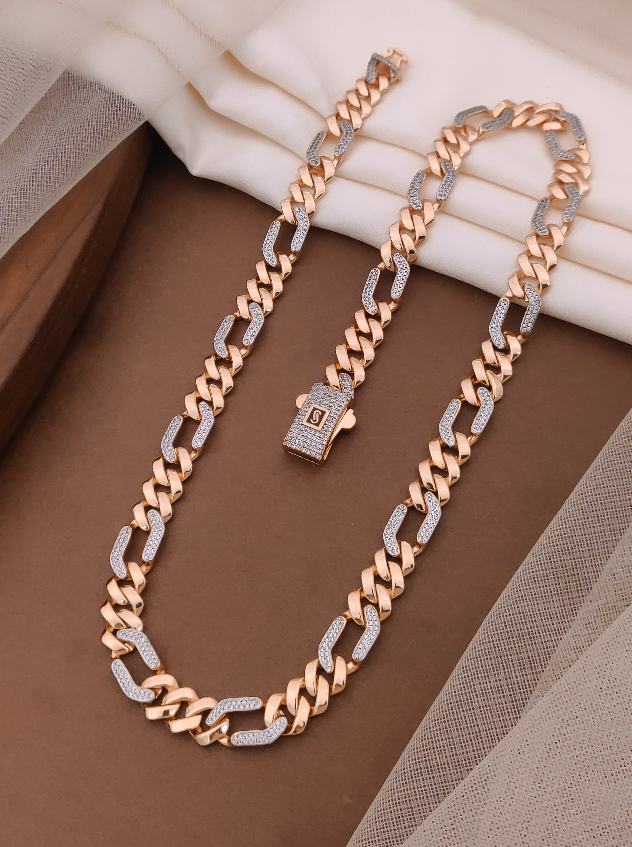 Stylish Trendy Unique Rose Gold Diamond Cuban Chain for Men