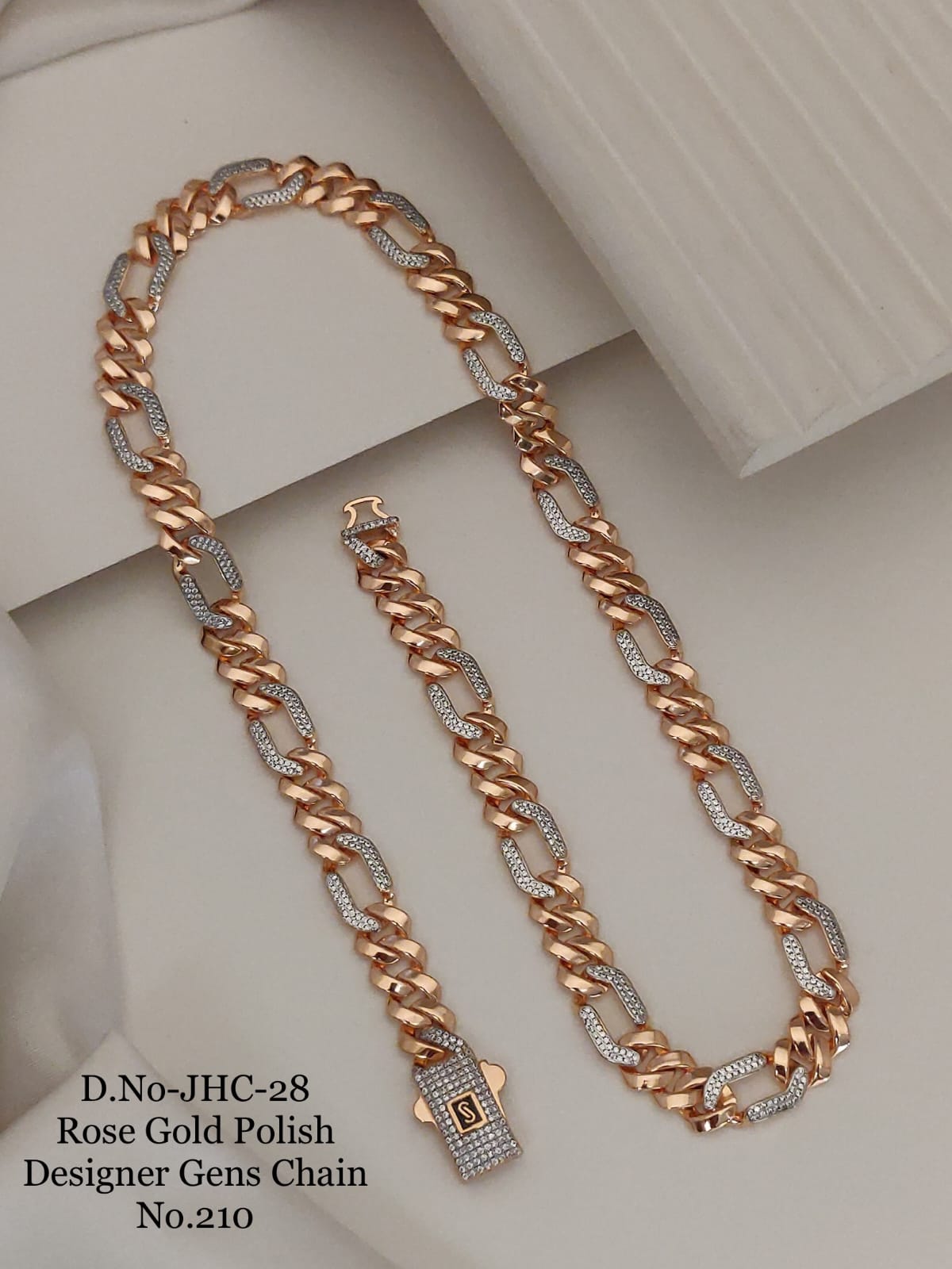 Stylish Trendy Unique Rose Gold Diamond Cuban Chain for Men