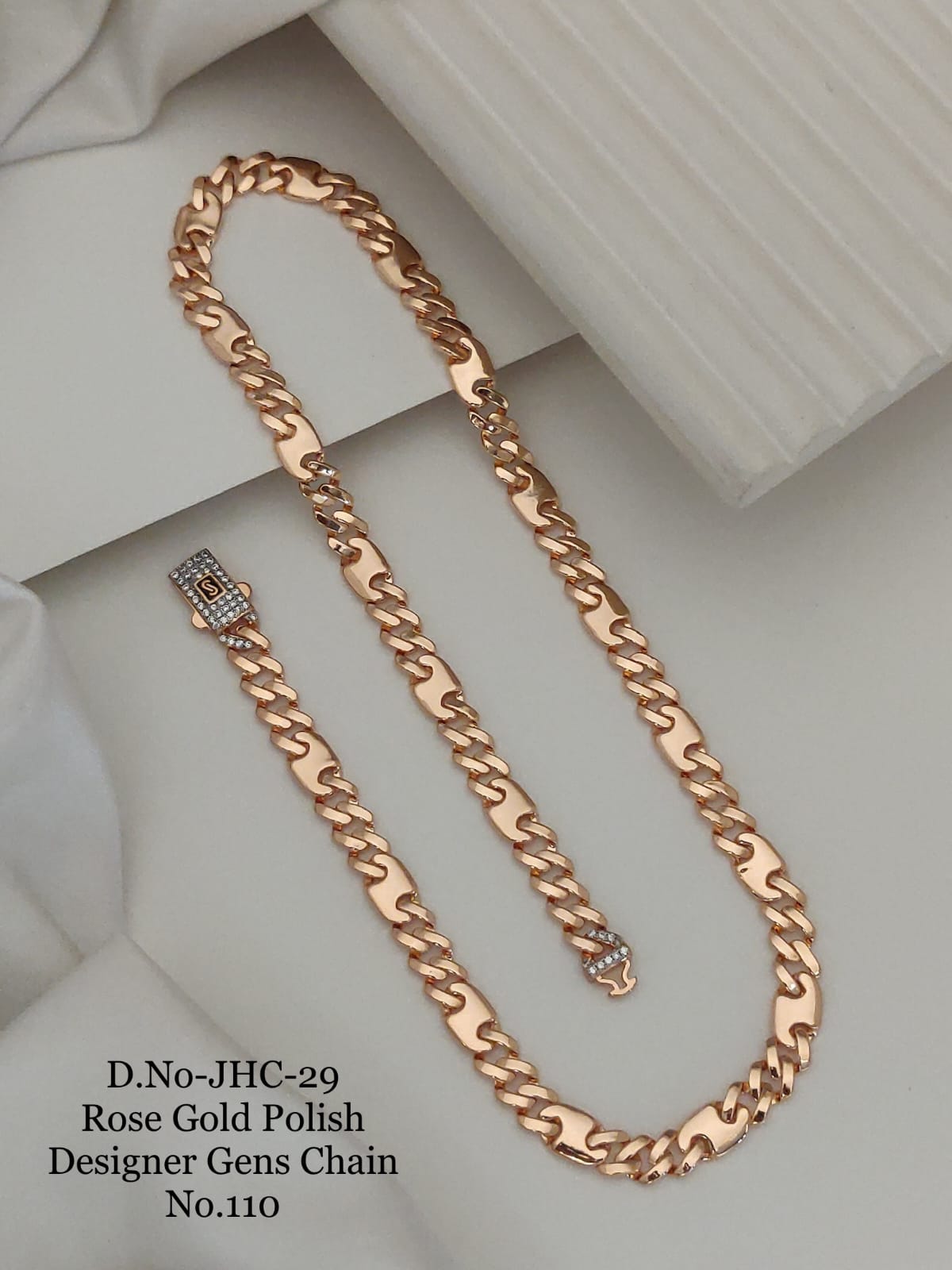 Unique style Rose gold cuban with Diamond Lock chain