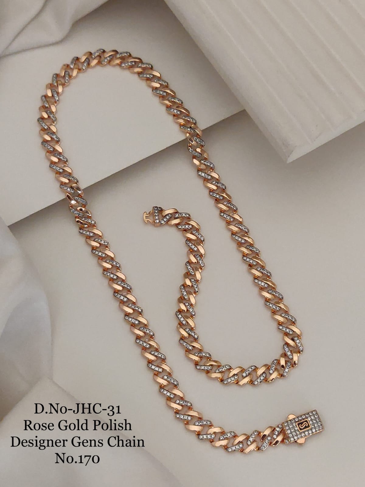 Stylish simple and Elegant Rose Gold Diamond Cuban Chain for Men