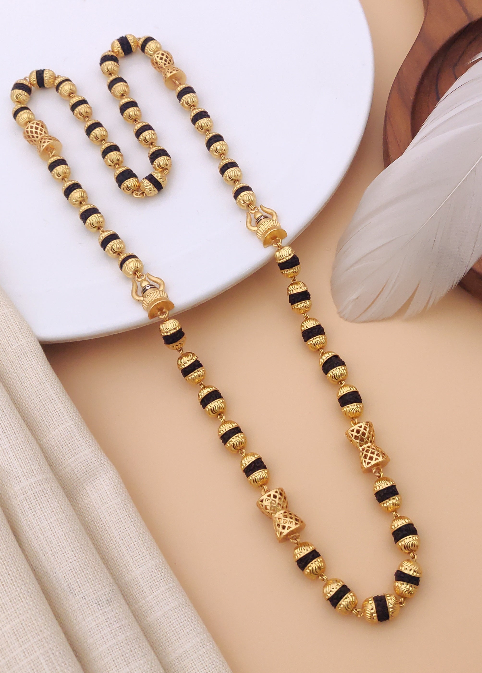 Brass Direct Gold Designer Rudraksh Mala