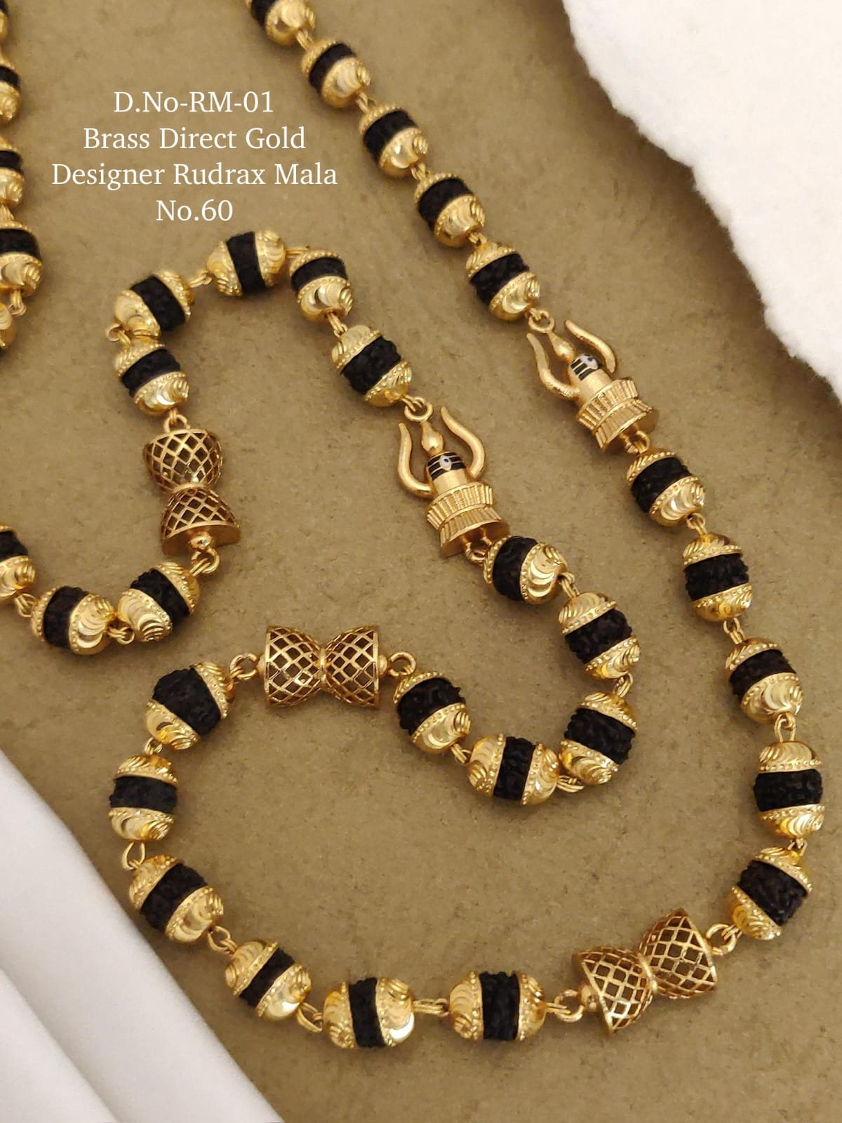 Brass Direct Gold Designer Rudraksh Mala