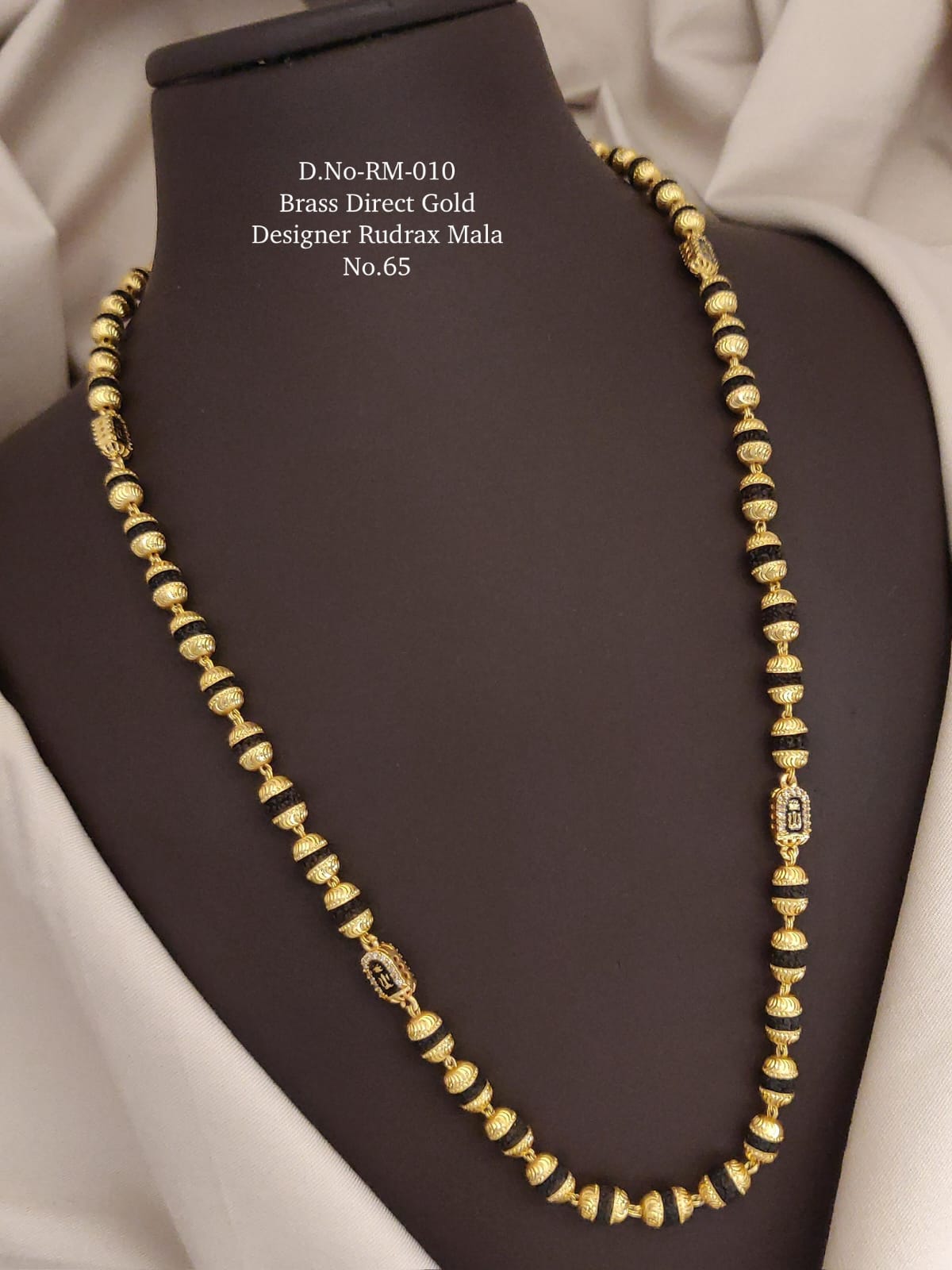 Brass Direct Gold Designer Shivling Rudraksh Mala