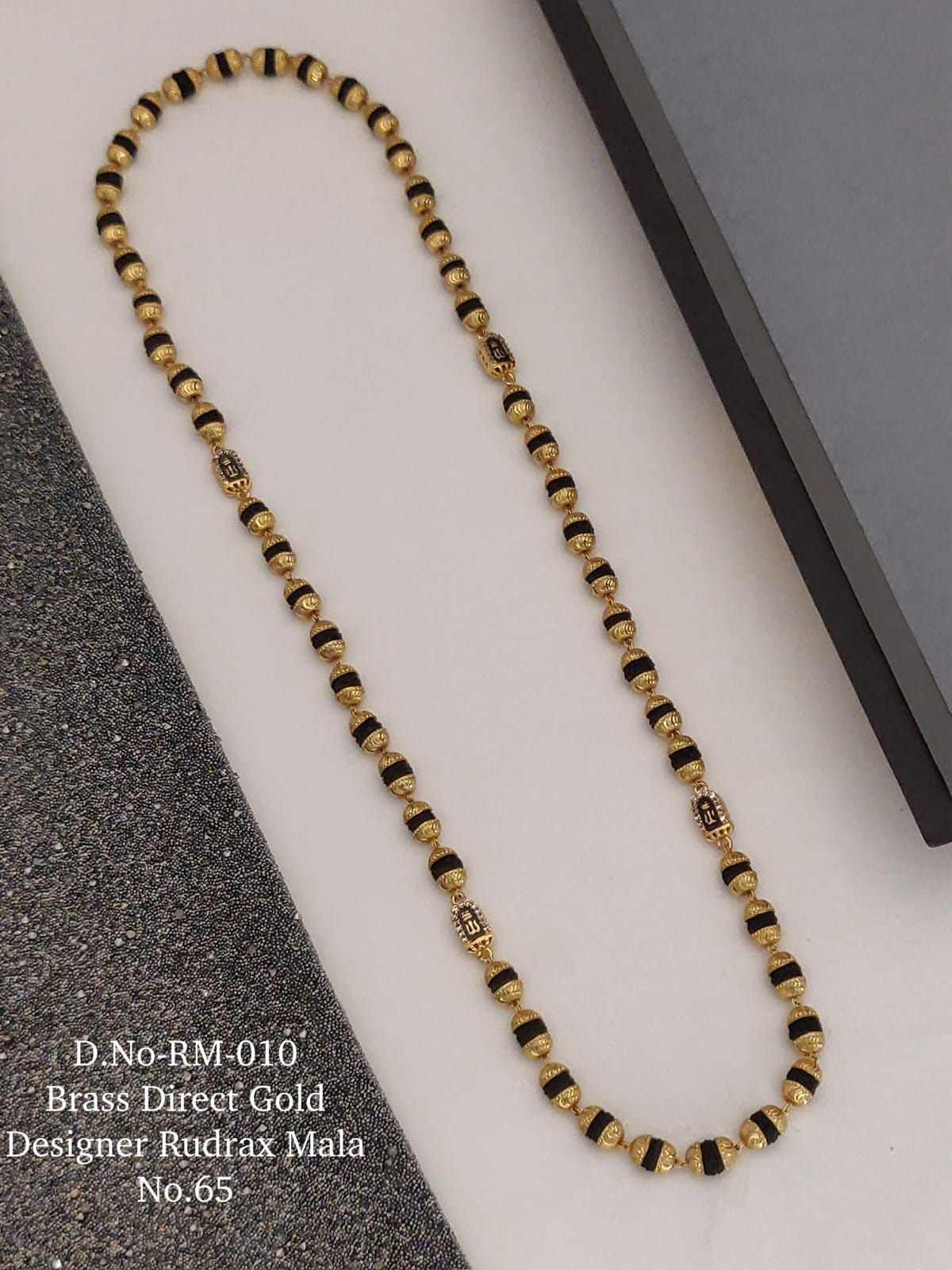 Brass Direct Gold Designer Shivling Rudraksh Mala