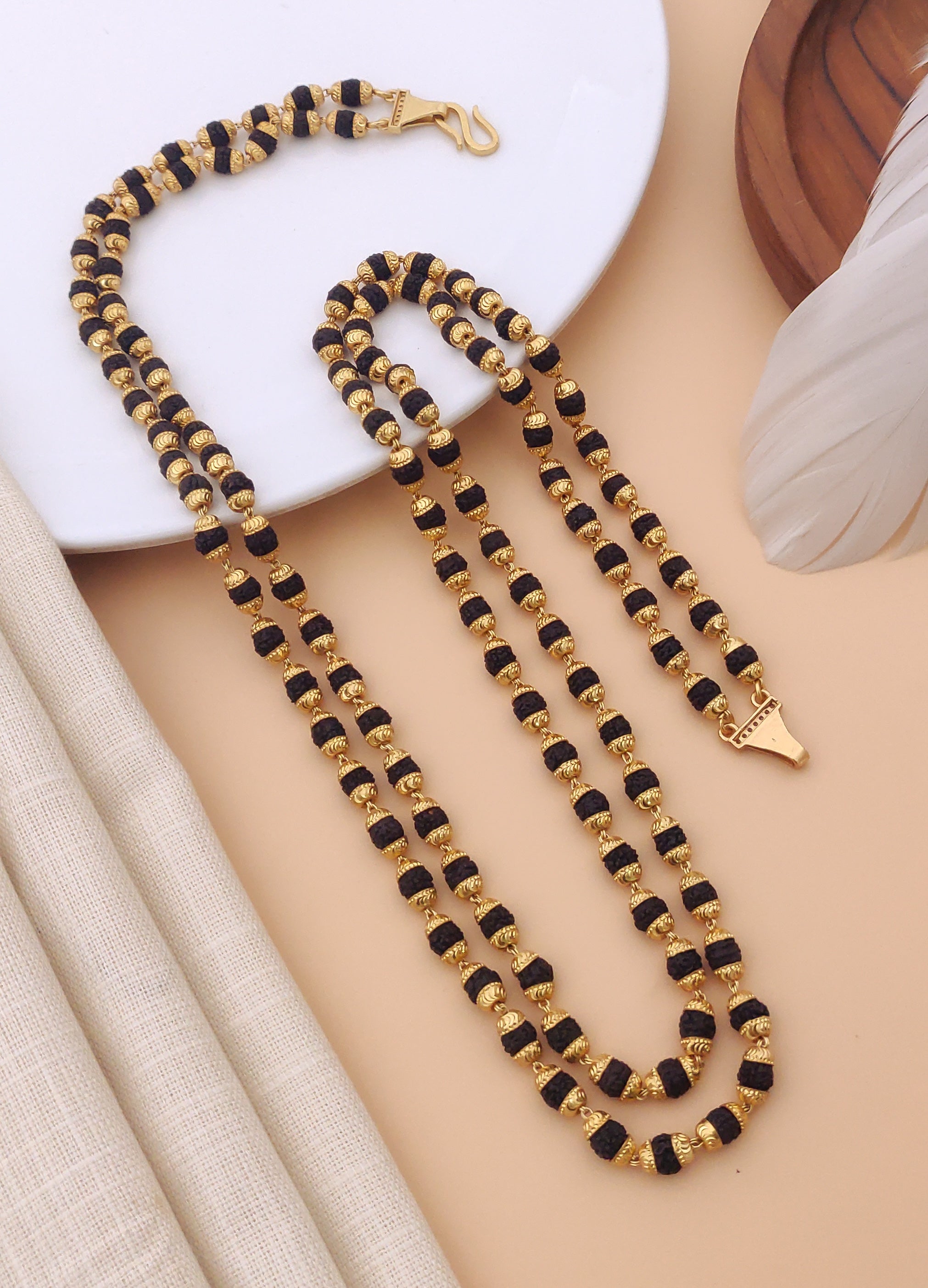 2 Line Brass High Gold Rudraksh Mala