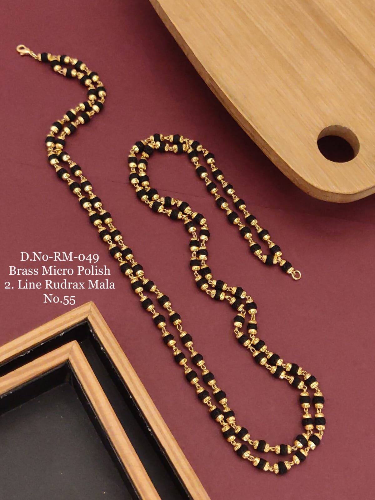 2 Line Brass High Gold Designer Rudraksh Mala