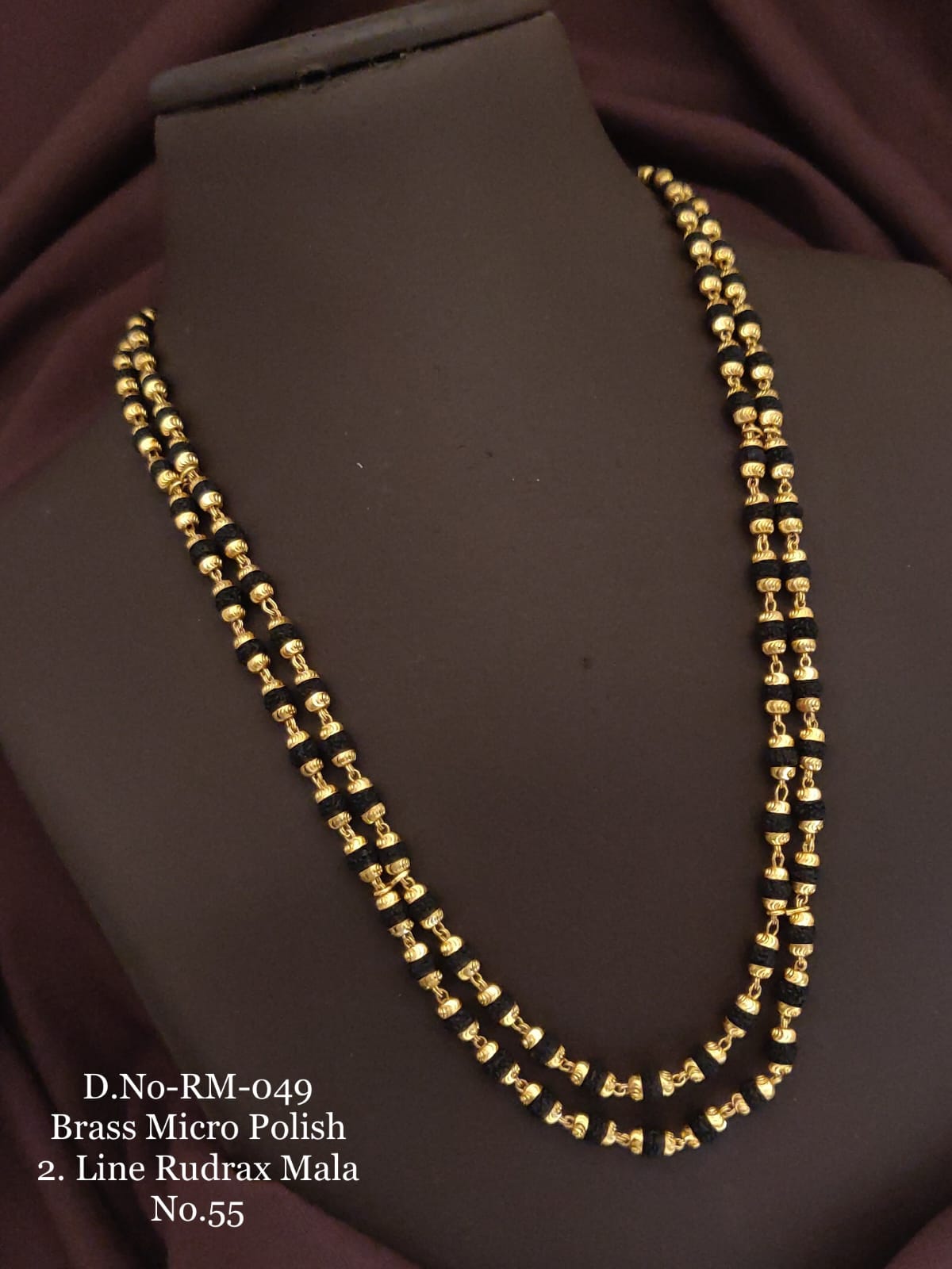2 Line Brass High Gold Designer Rudraksh Mala