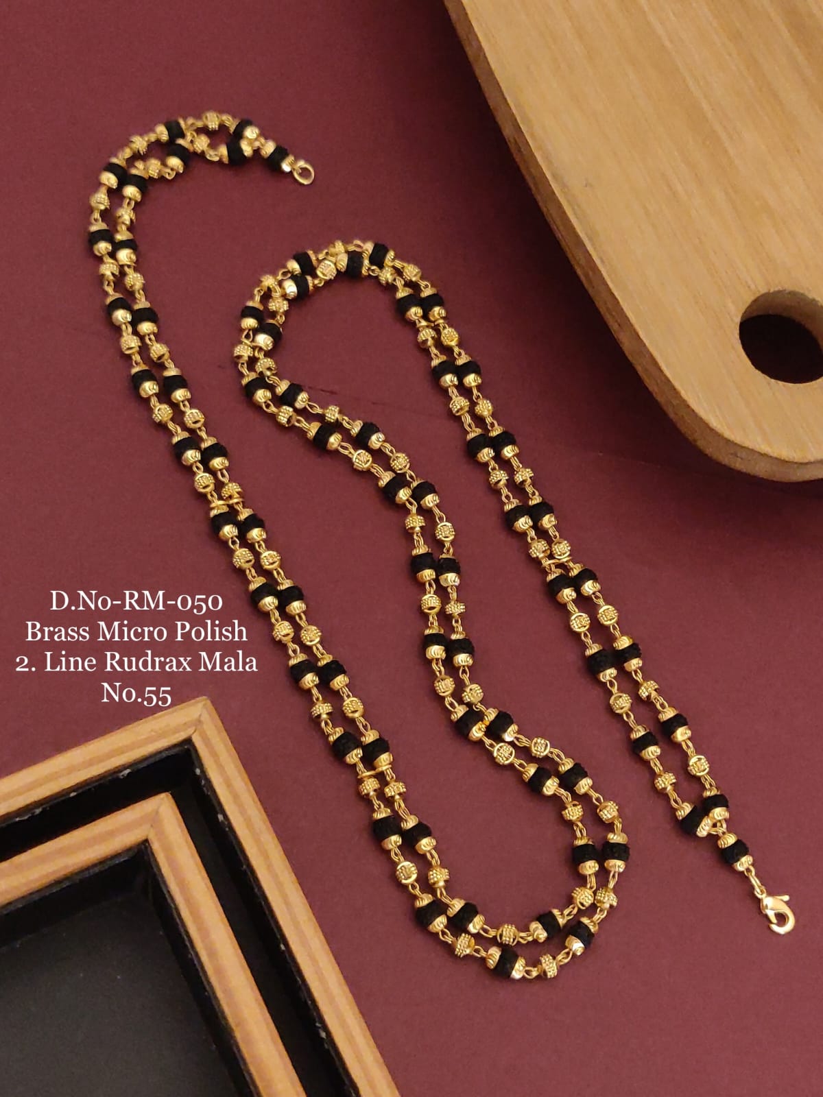 2 Line Brass High Gold Stylish Rudraksh Mala
