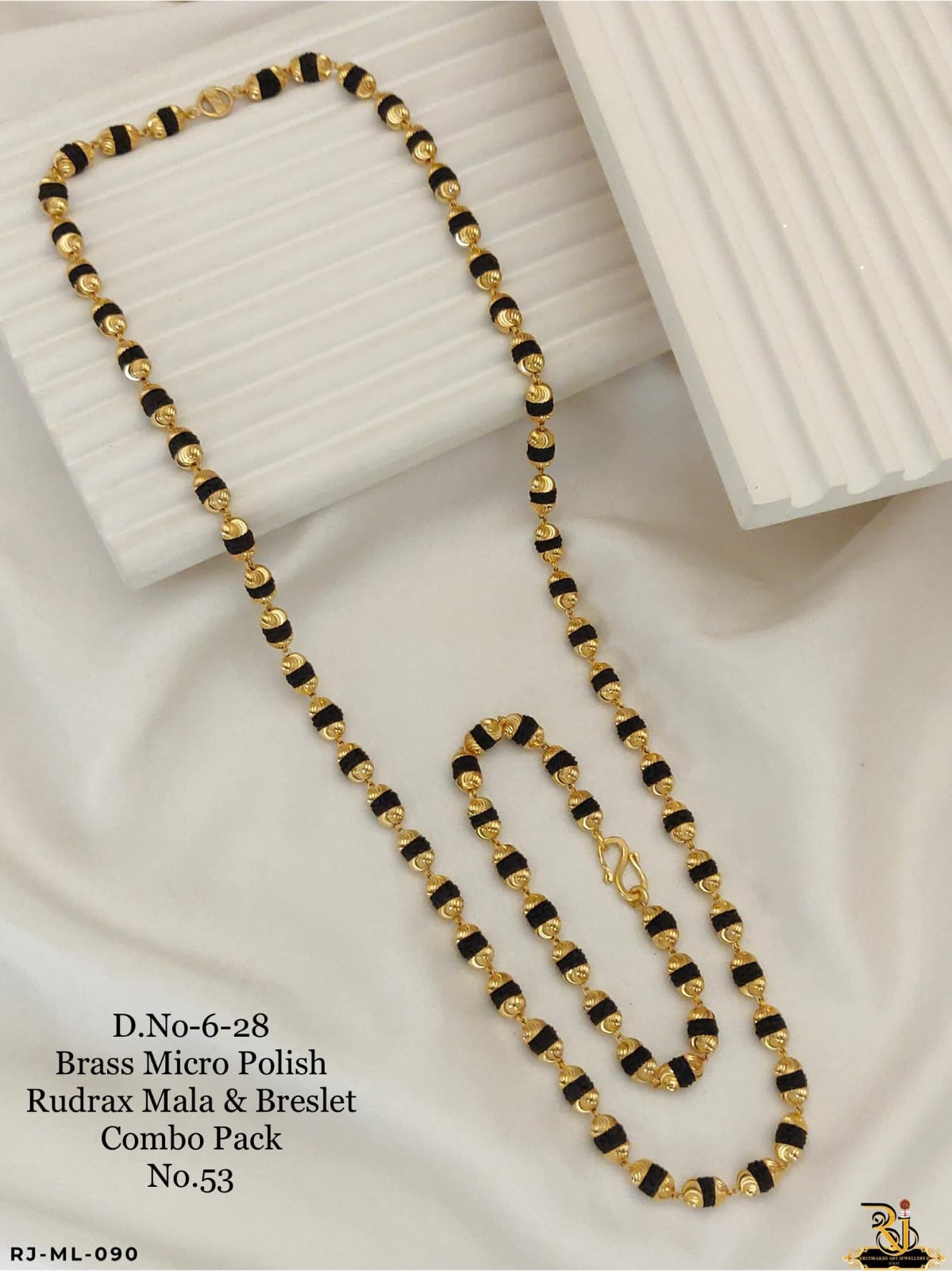 Brass Micro Polish Rudrax Mala & Bracelet Combo Pack