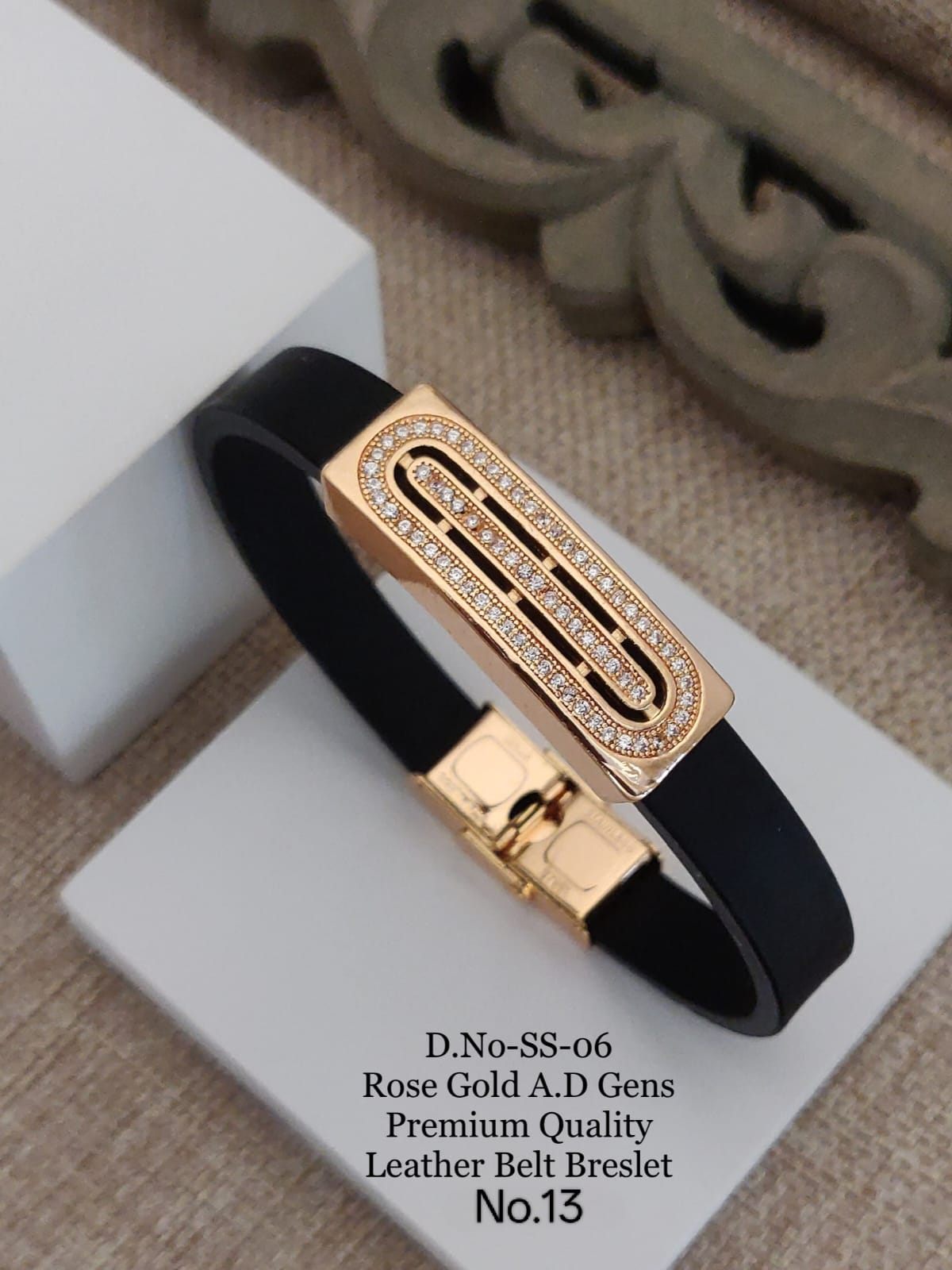 Rose Gold A.D. Gents Premium Quality Leather Belt Bracelet