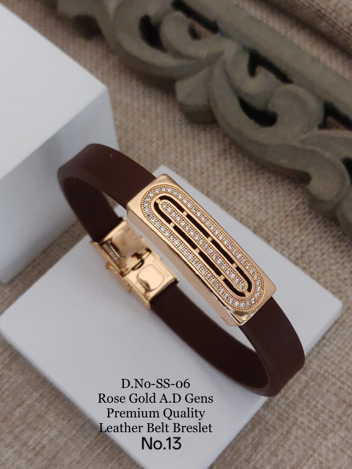 Rose Gold A.D. Gents Premium Quality Leather Belt Bracelet