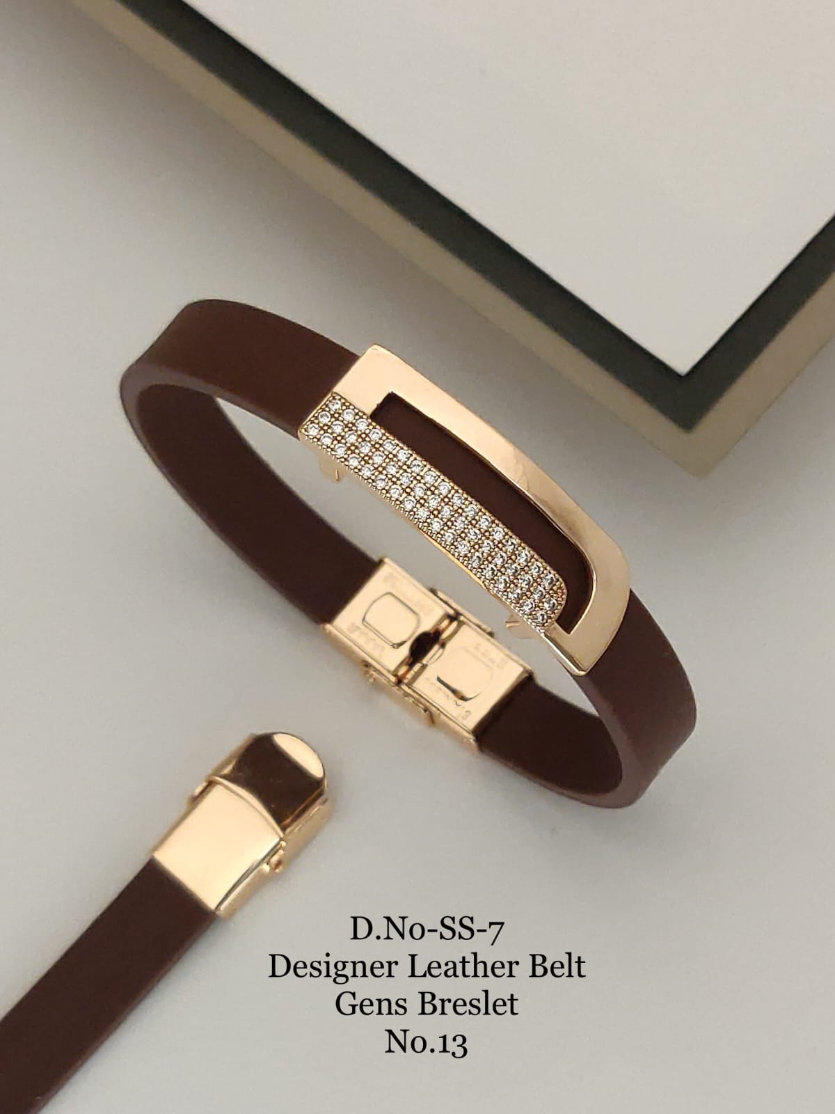 Rose Gold A.D. Gents Premium Quality Leather Belt Bracelet