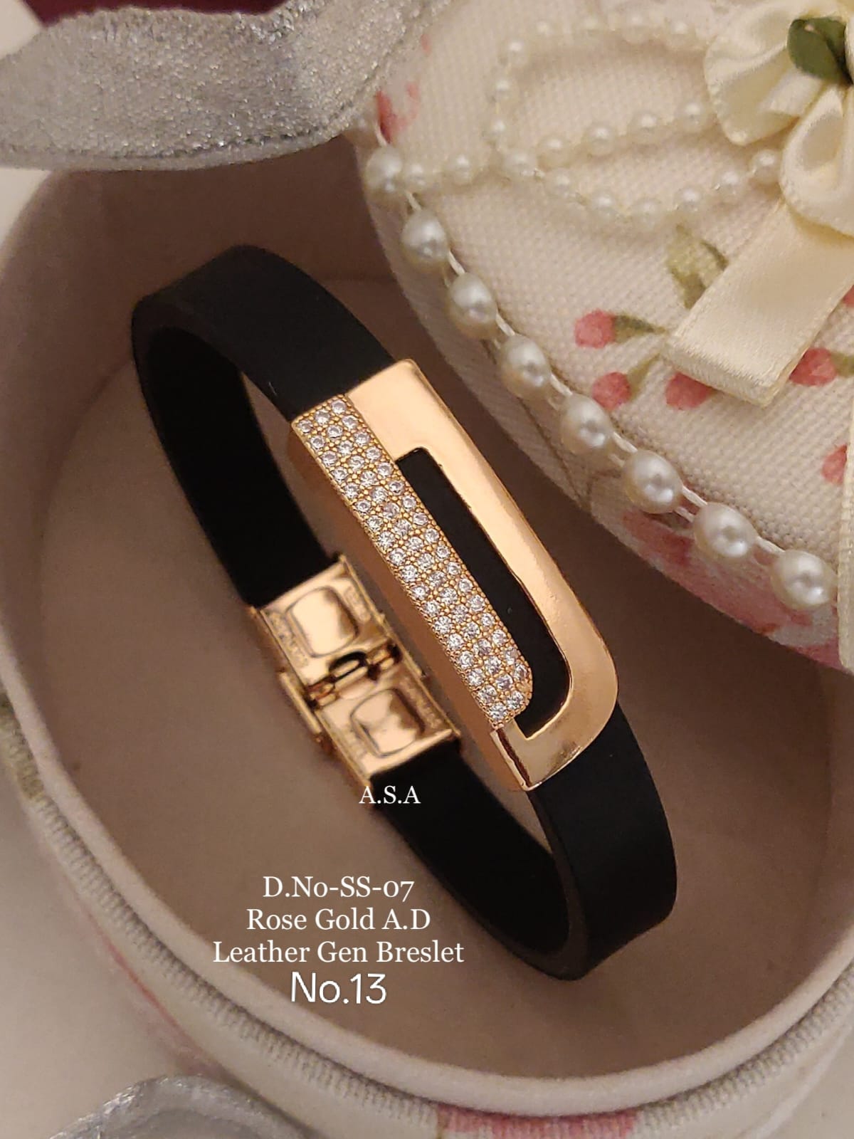 Rose Gold A.D. Gents Premium Quality Leather Belt Bracelet