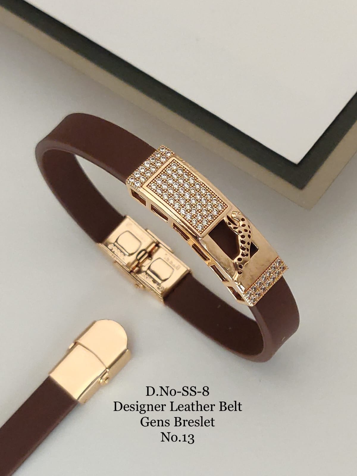 Rose Gold A.D. Gents Premium Quality Leather Belt Bracelet