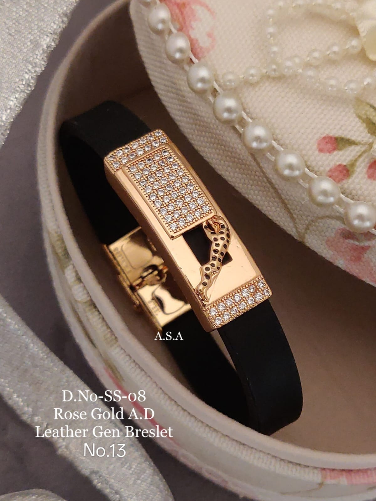 Rose Gold A.D. Gents Premium Quality Leather Belt Bracelet