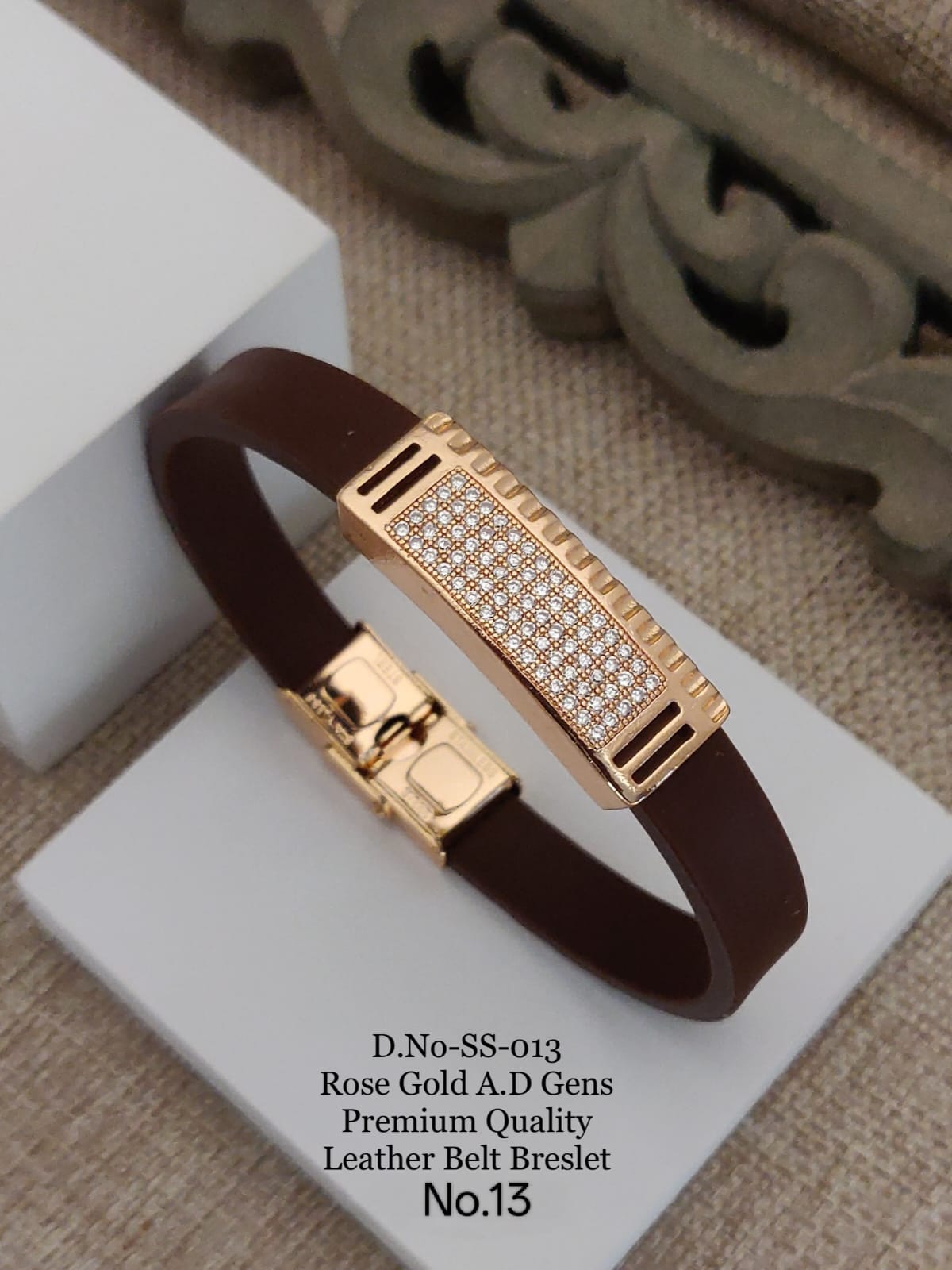 Rose Gold A.D. Gents Premium Quality Leather Belt Bracelet