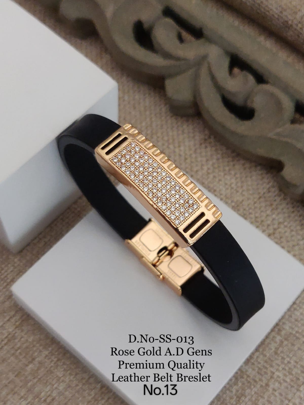 Rose Gold A.D. Gents Premium Quality Leather Belt Bracelet