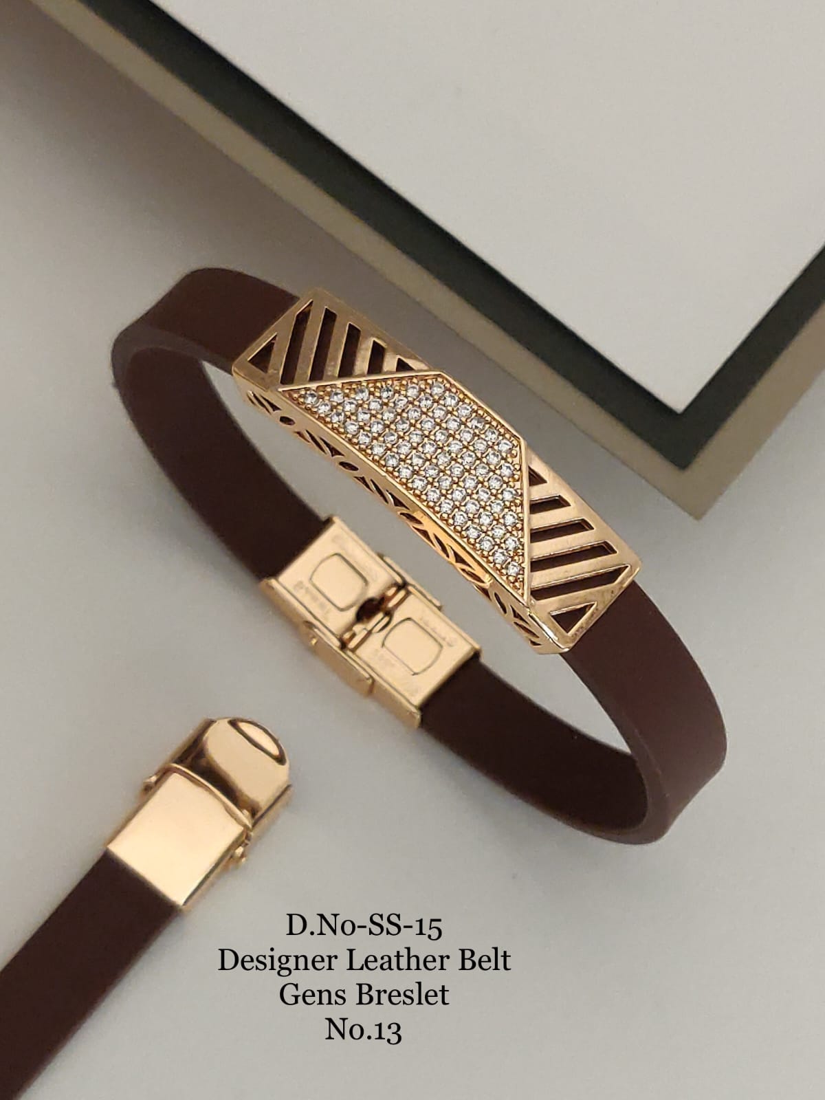 Rose Gold A.D. Gents Premium Quality Leather Belt Bracelet