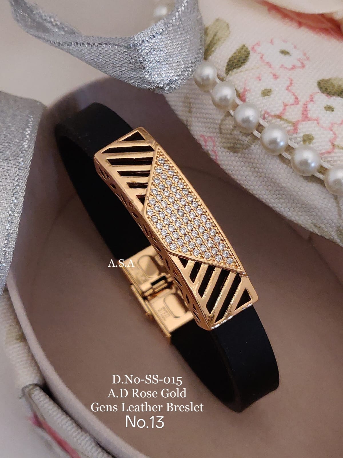 Rose Gold A.D. Gents Premium Quality Leather Belt Bracelet