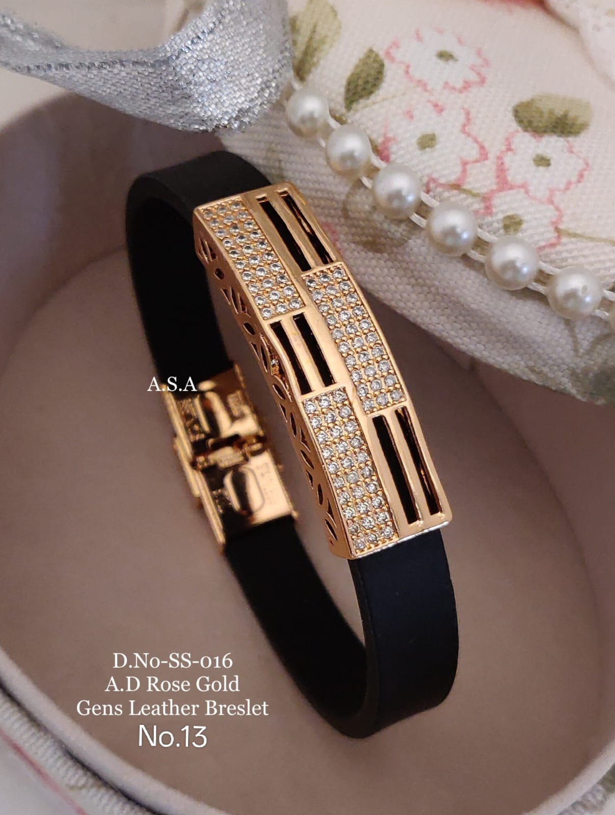 Rose Gold A.D. Gents Premium Quality Leather Belt Bracelet