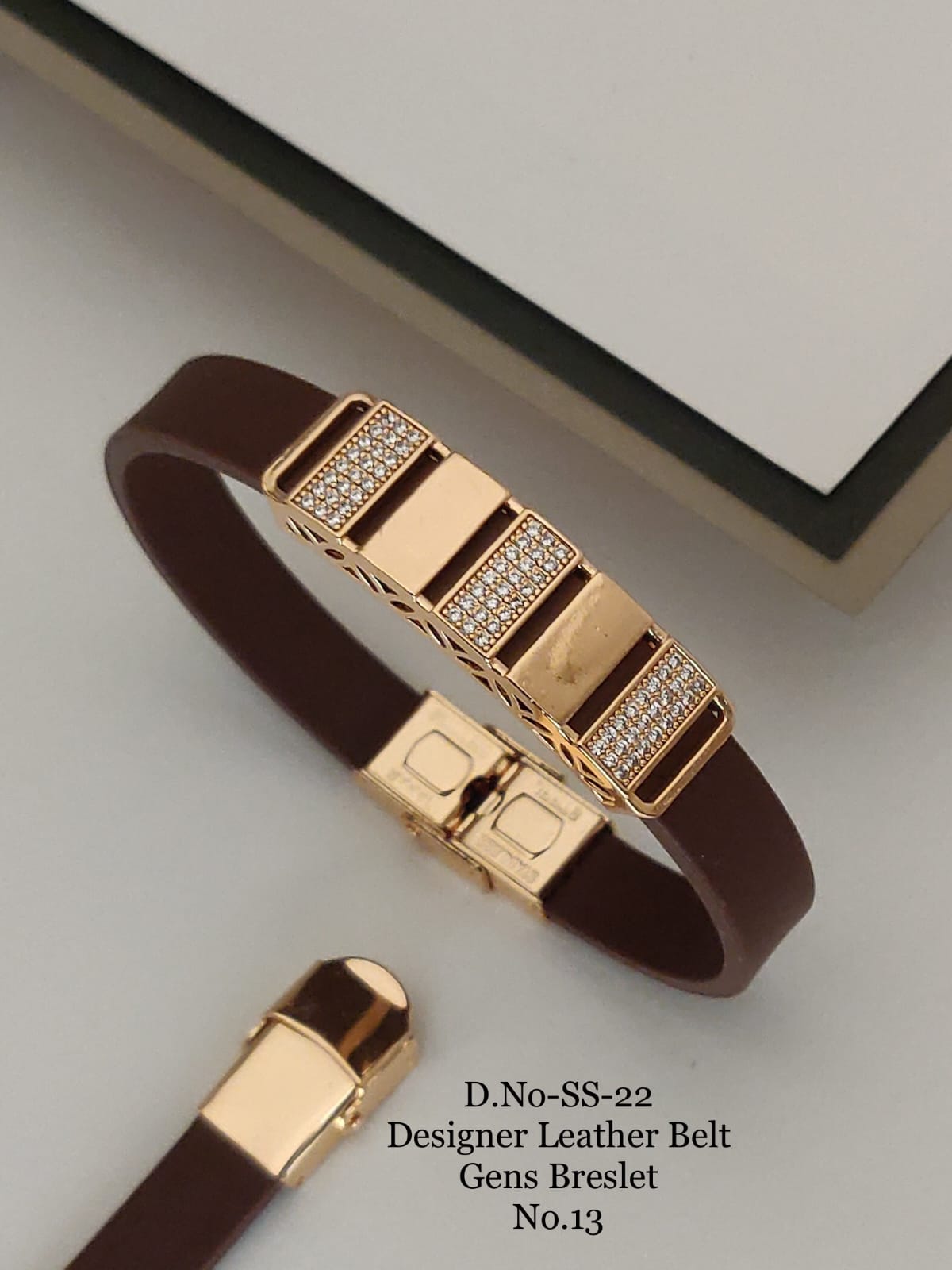 Rose Gold A.D. Gents Premium Quality Leather Belt Bracelet