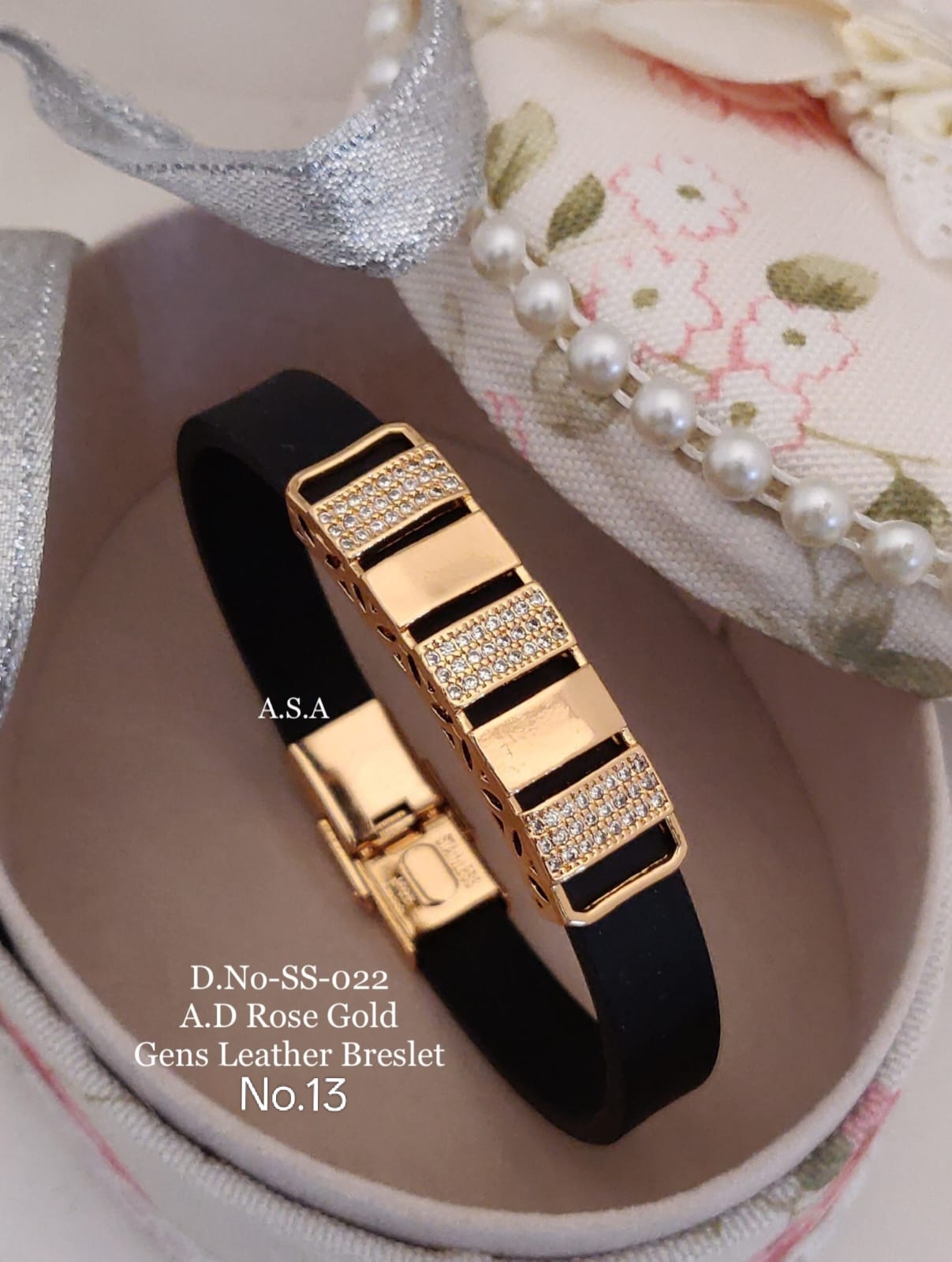 Rose Gold A.D. Gents Premium Quality Leather Belt Bracelet