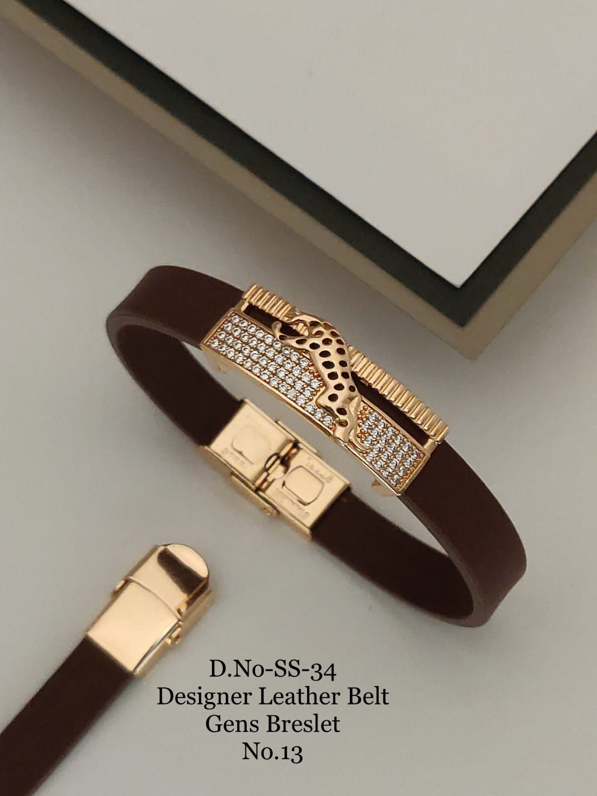 Rose Gold A.D. Gents Premium Quality Leather Belt Bracelet