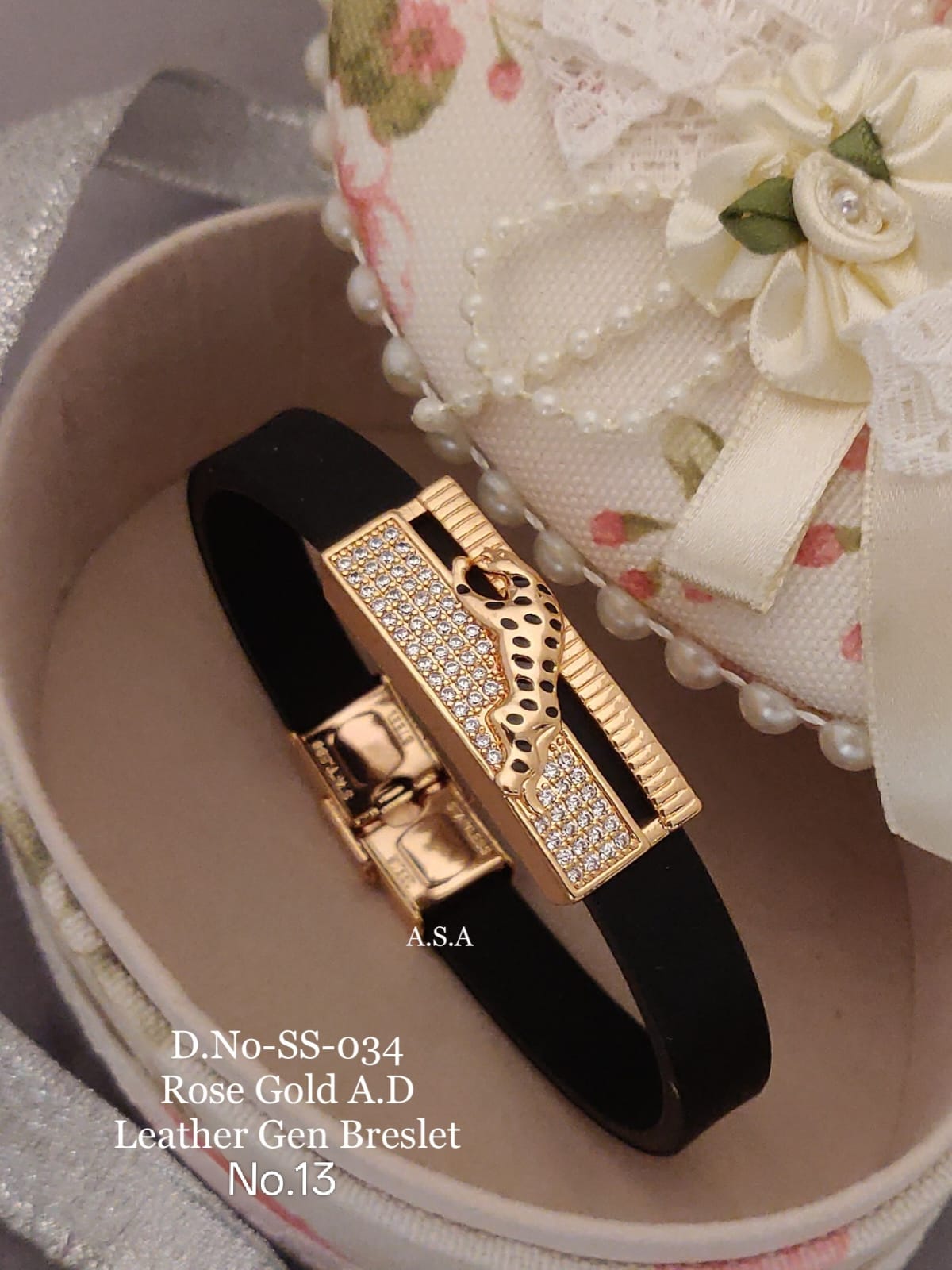 Rose Gold A.D. Gents Premium Quality Leather Belt Bracelet