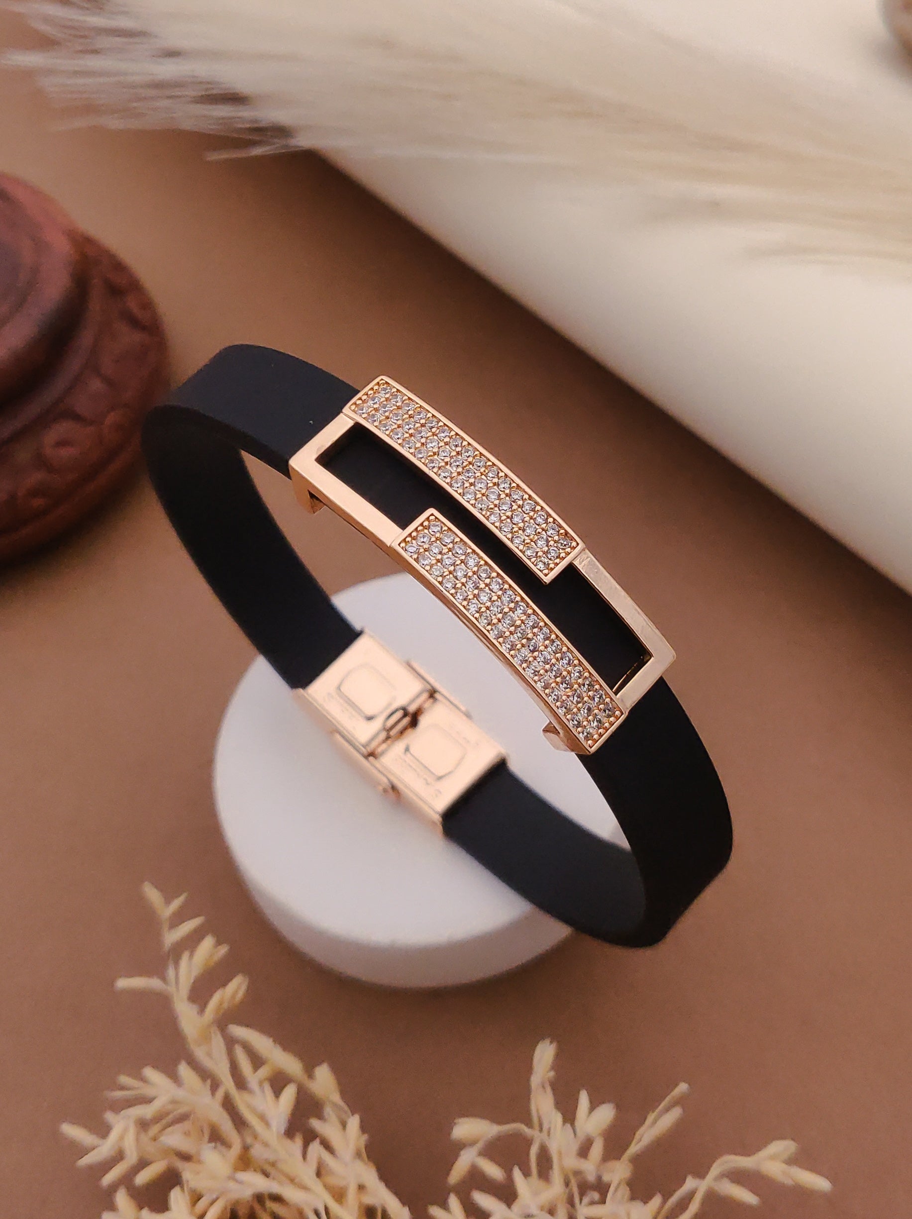 Rose Gold A.D. Gents Premium Quality Leather Belt Bracelet