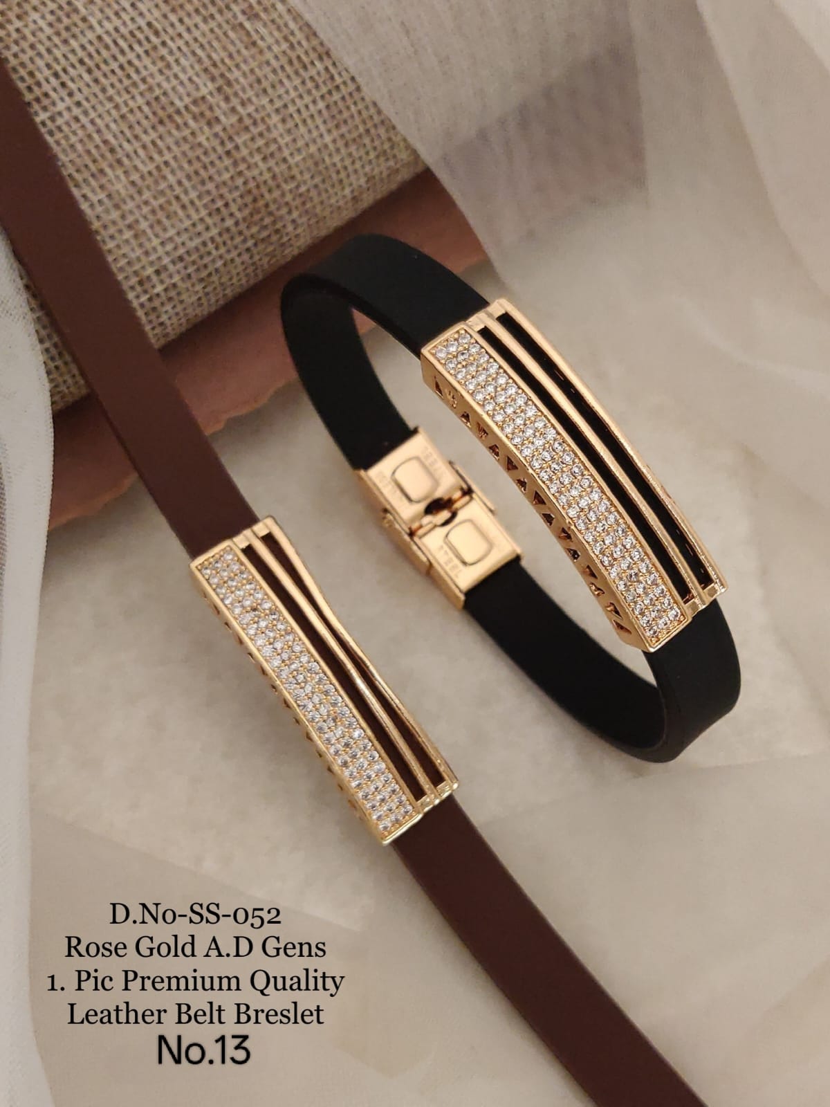 Rose Gold A.D. Gents Premium Quality Leather Belt Bracelet