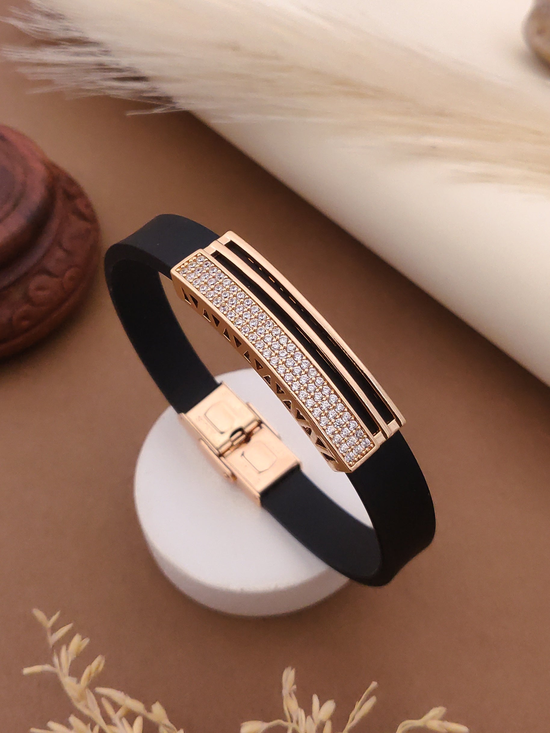 Rose Gold A.D. Gents Premium Quality Leather Belt Bracelet
