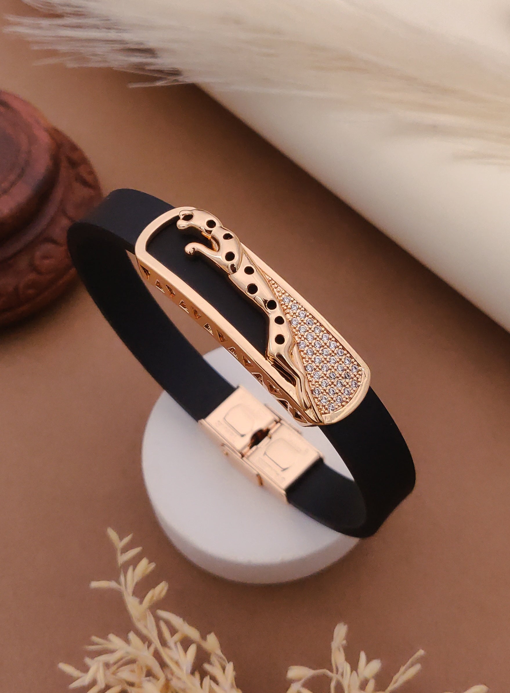 Rose Gold A.D. Gents Premium Quality Leather Belt Bracelet