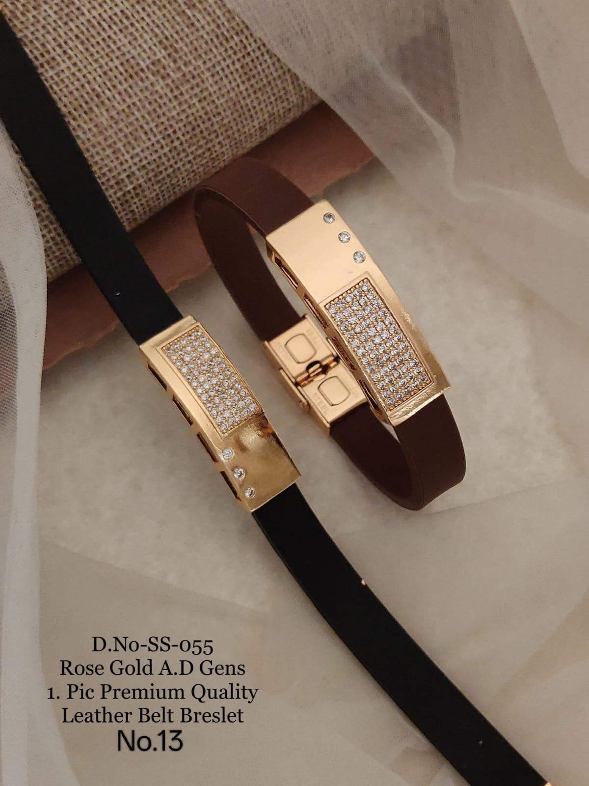 Rose Gold A.D. Gents Premium Quality Leather Belt Bracelet