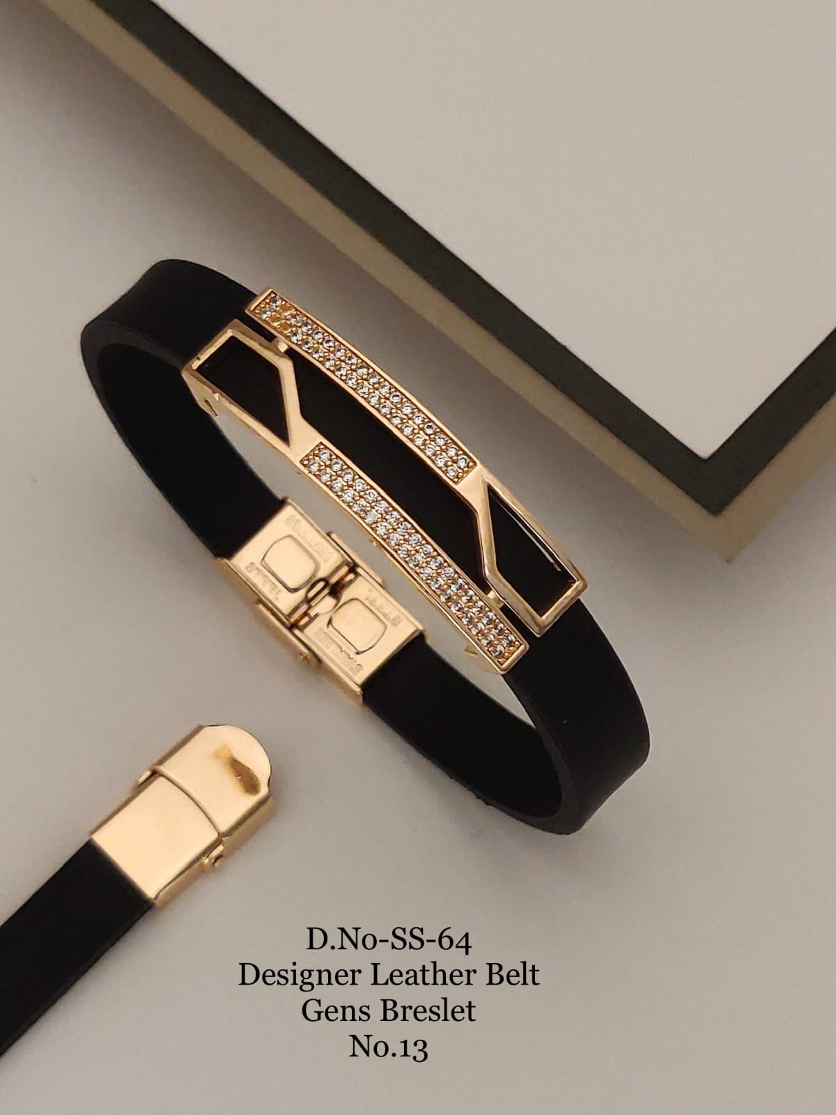Rose Gold A.D. Gents Premium Quality Leather Belt Bracelet
