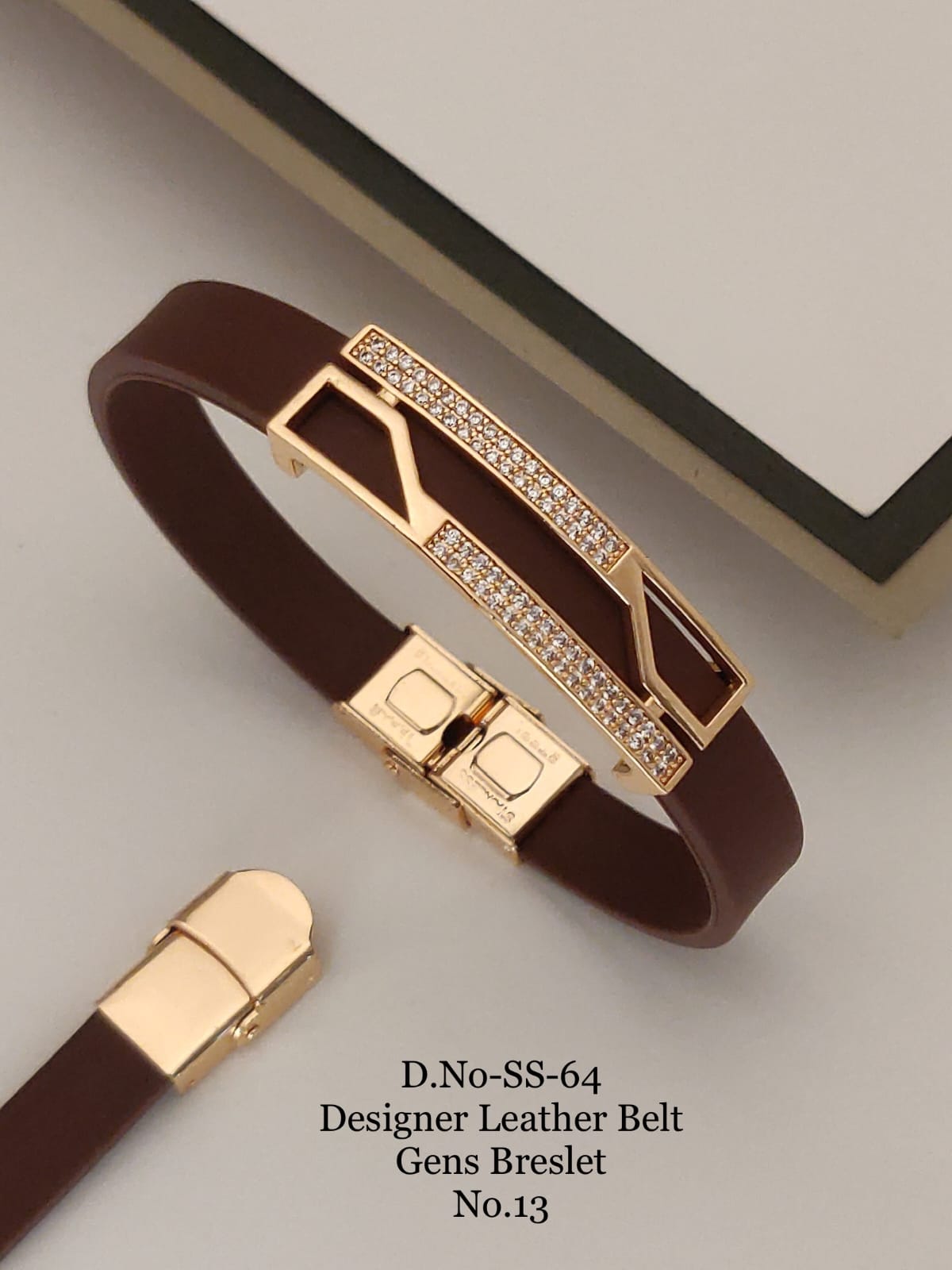 Rose Gold A.D. Gents Premium Quality Leather Belt Bracelet