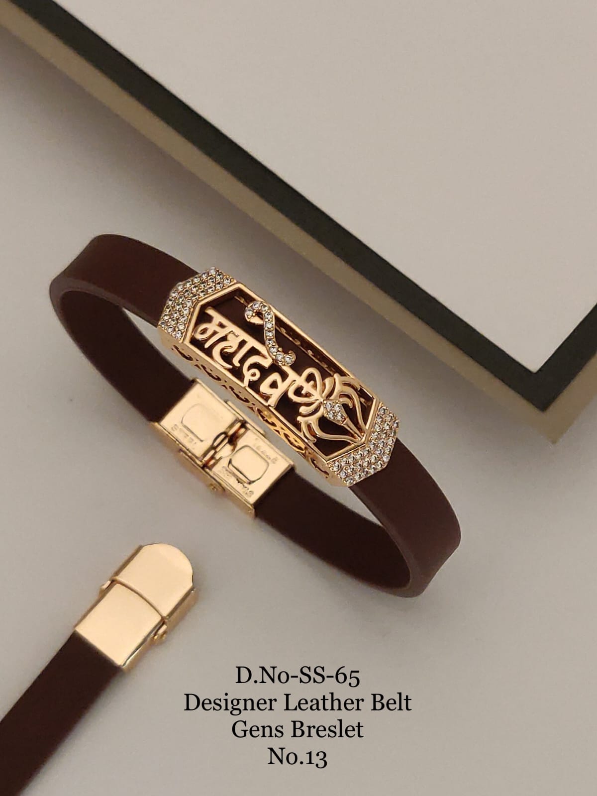 Rose Gold A.D. Gents Premium Quality Leather Belt Bracelet