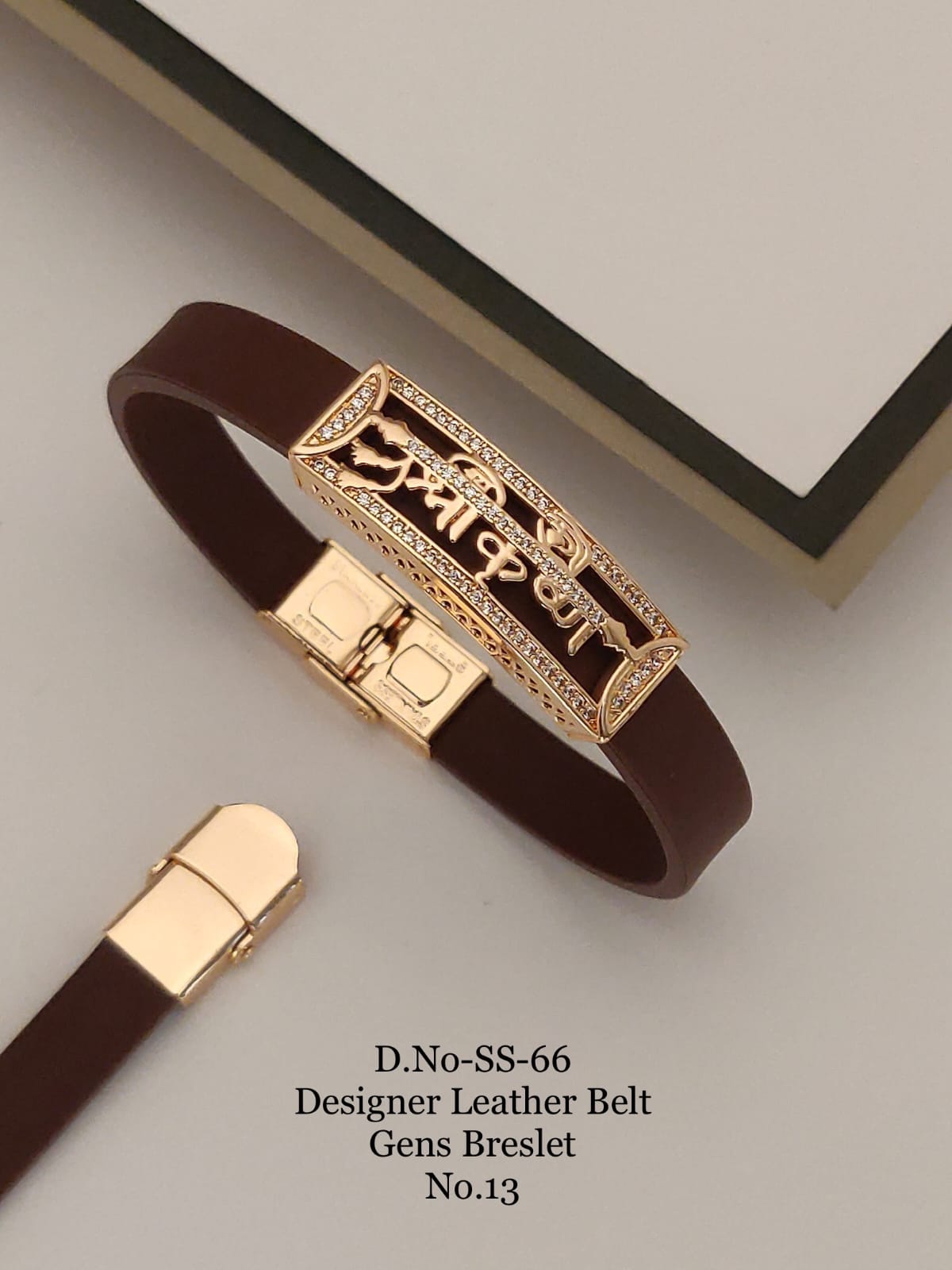 Rose Gold A.D. Gents Premium Quality Leather Belt Bracelet