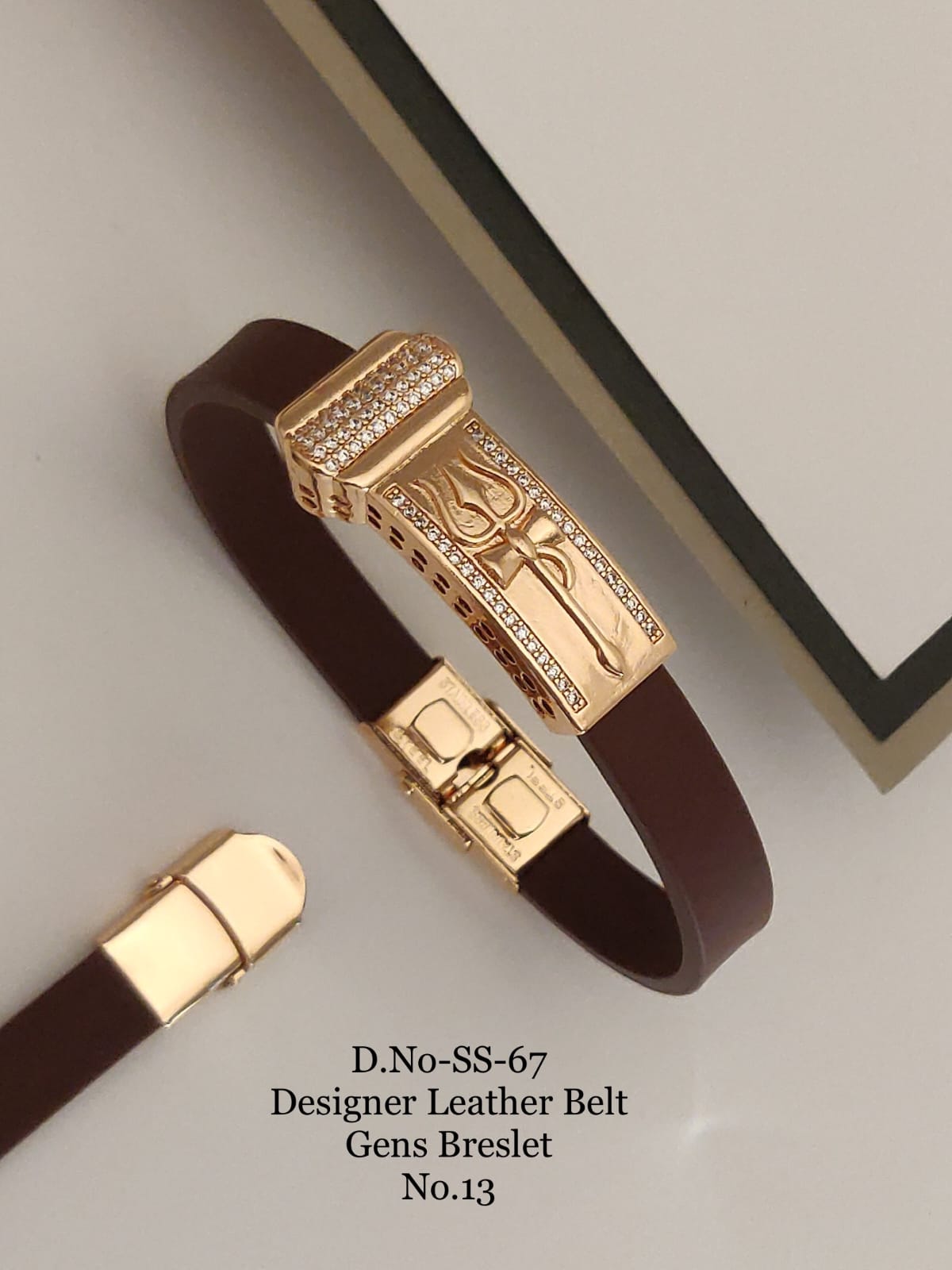 Rose Gold A.D. Gents Premium Quality Leather Belt Bracelet