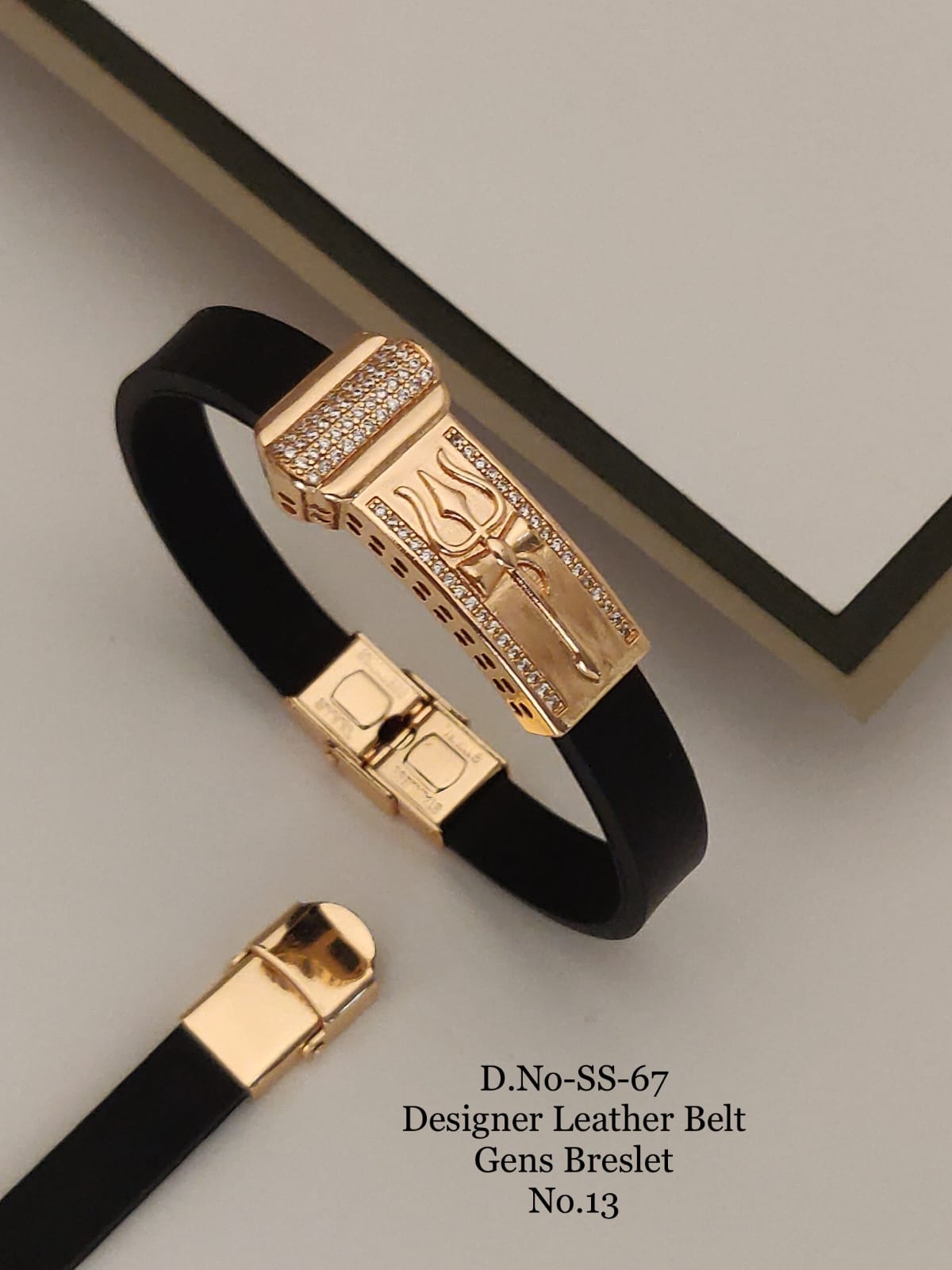 Rose Gold A.D. Gents Premium Quality Leather Belt Bracelet
