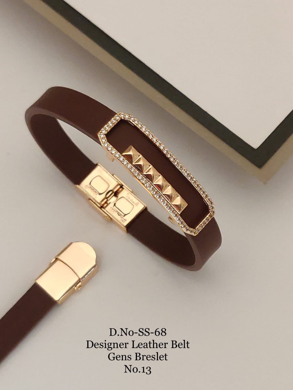 Rose Gold A.D. Gents Premium Quality Leather Belt Bracelet