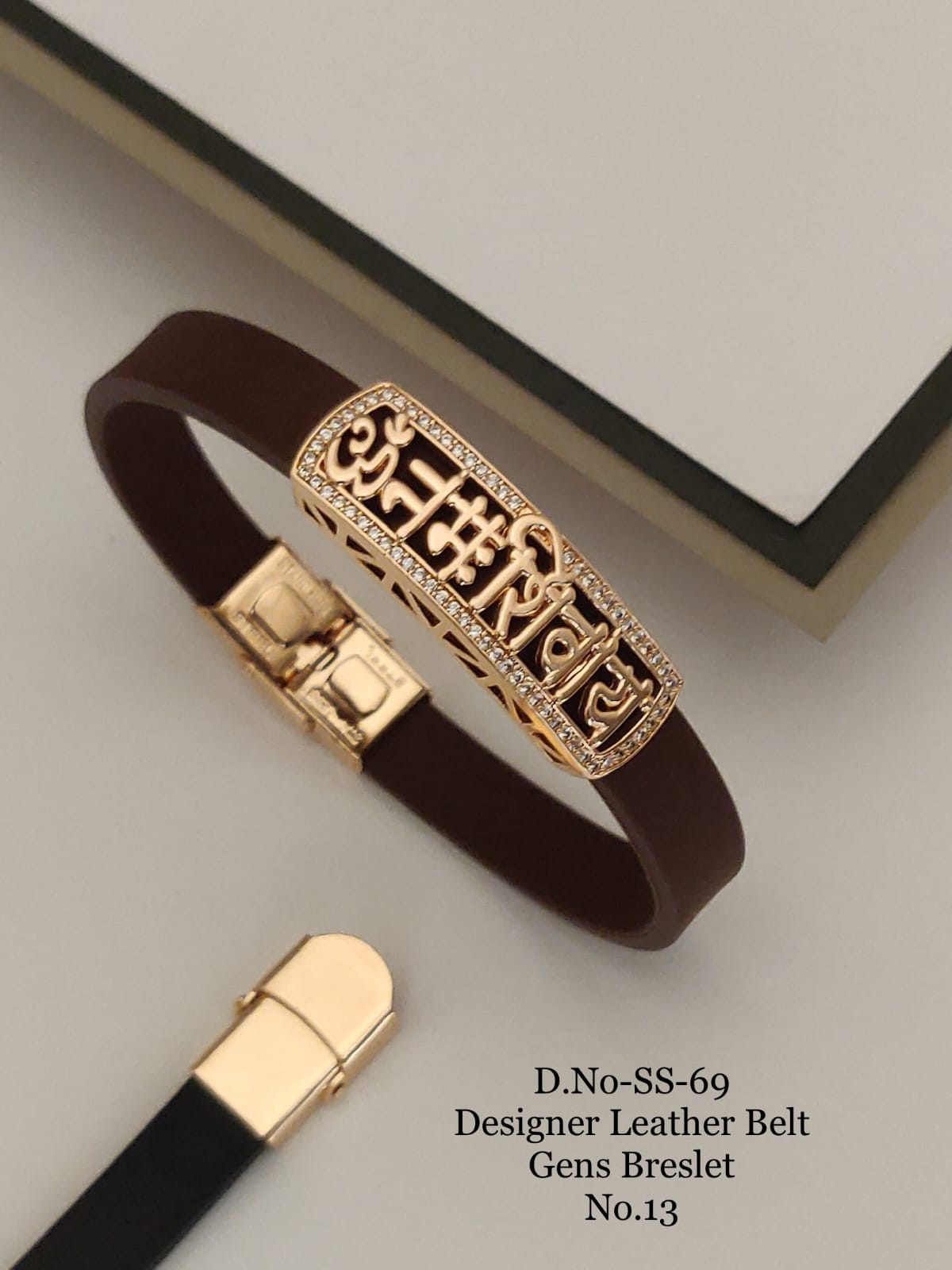 Rose Gold A.D. Gents Premium Quality Leather Belt Bracelet