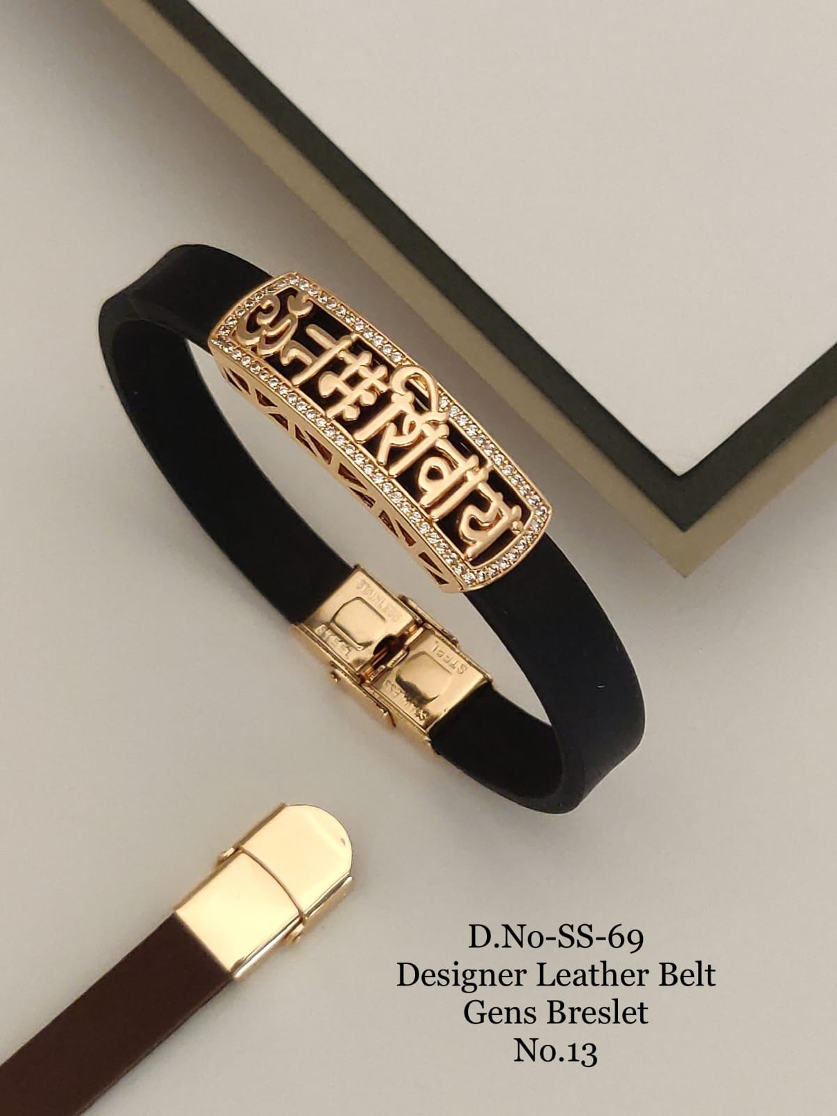 Rose Gold A.D. Gents Premium Quality Leather Belt Bracelet