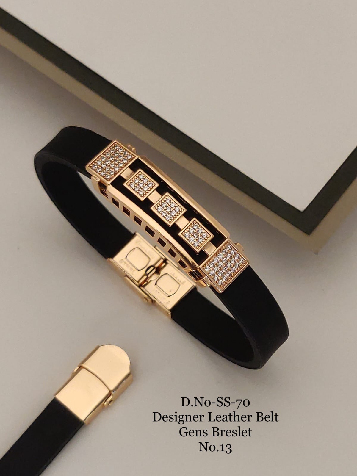 Rose Gold A.D. Gents Premium Quality Leather Belt Bracelet