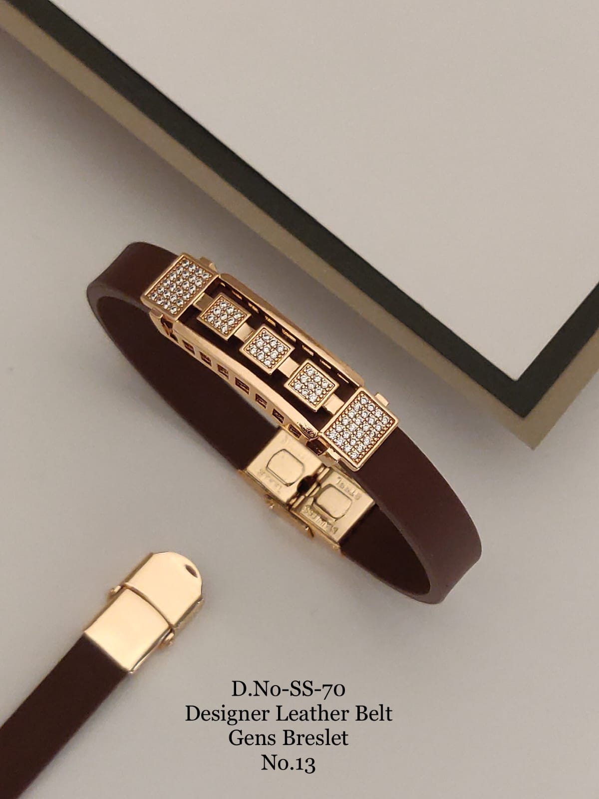 Rose Gold A.D. Gents Premium Quality Leather Belt Bracelet
