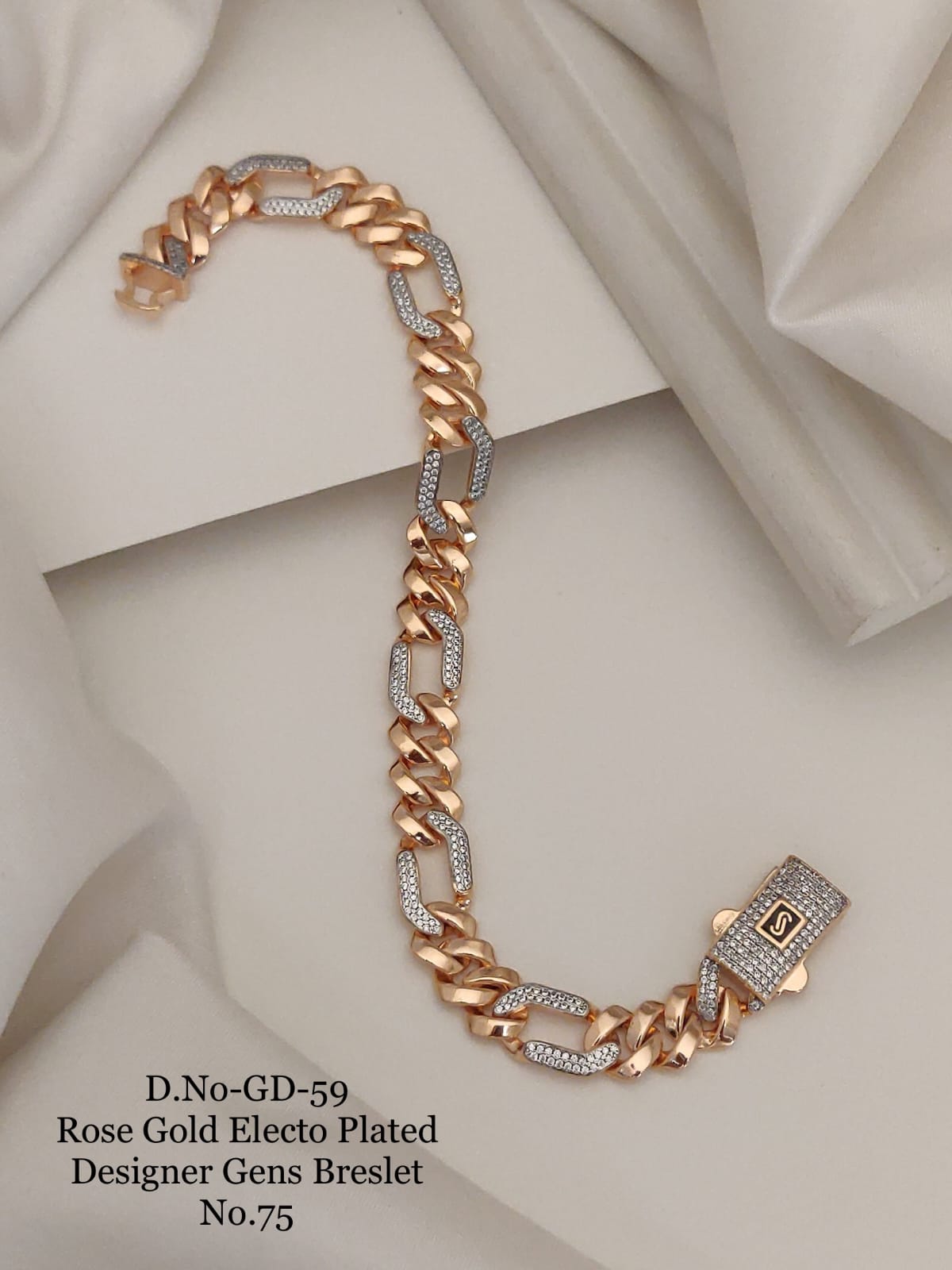 Rose Gold Electo Plated Designer Cuban Bracelet