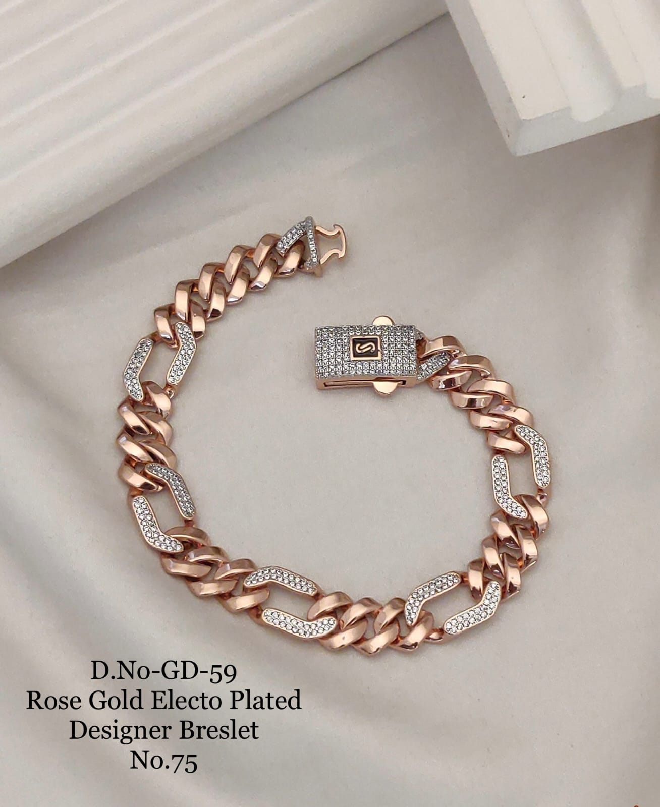 Rose Gold Electo Plated Designer Cuban Bracelet