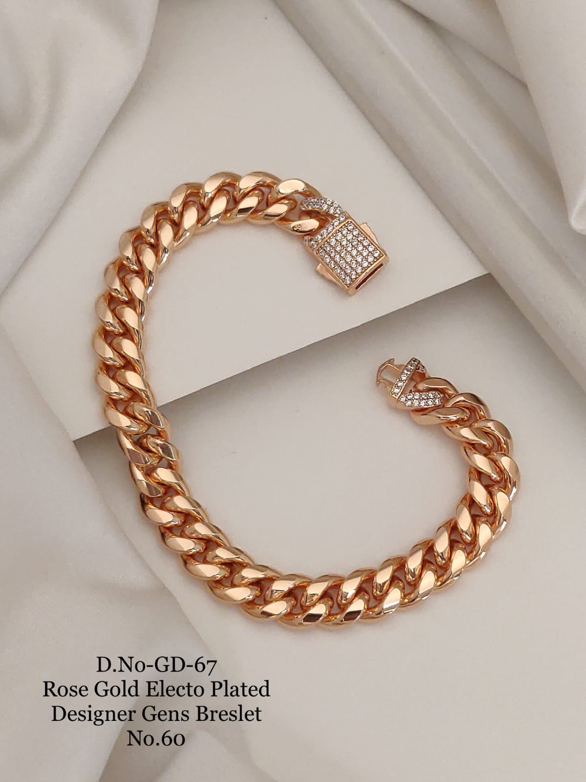 Rose Gold Electo Plated Designer Cuban Bracelet